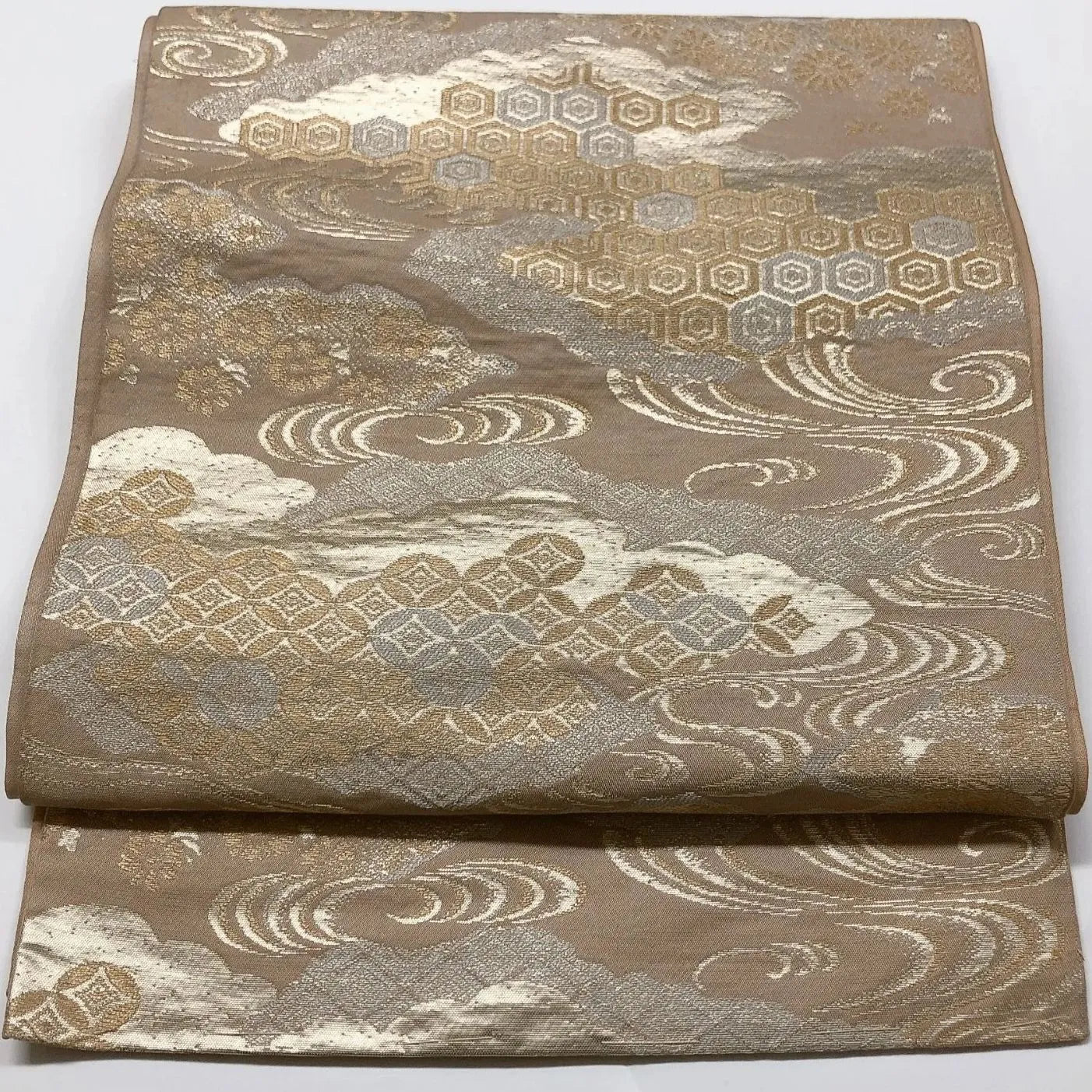 6016# Japanese Vintage Fukuro Obi Belt Kimono Fabric Silk Traditional Untailored