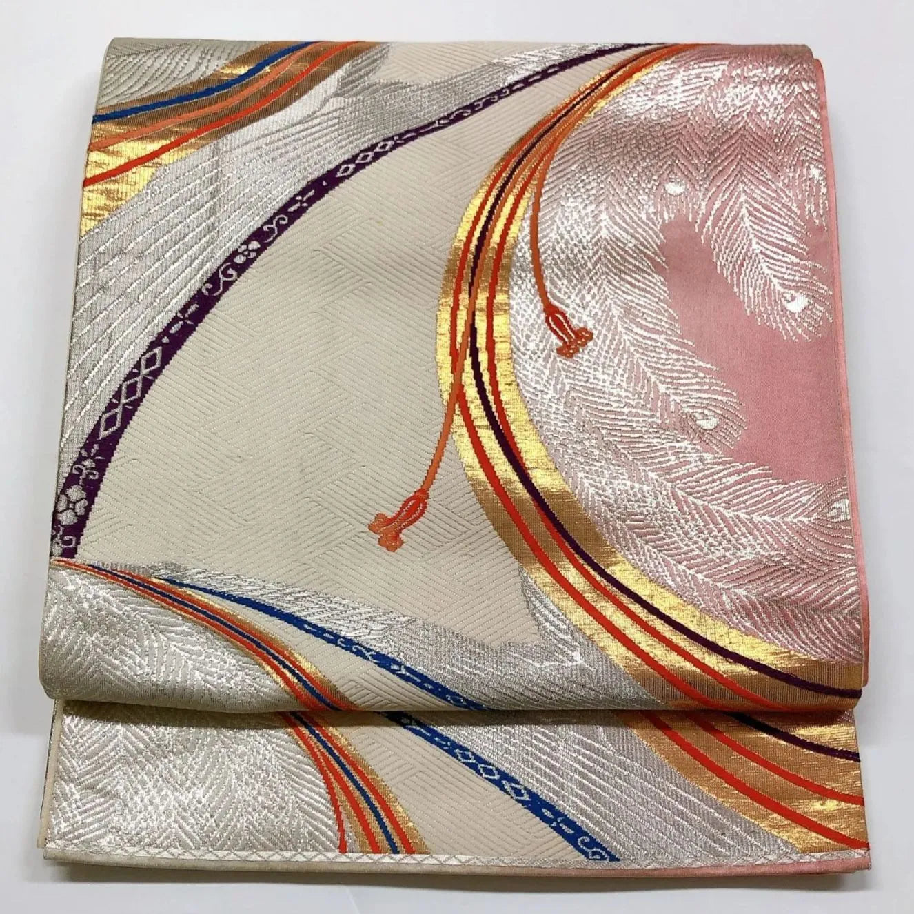 6021# Japanese Vintage Fukuro Obi Belt Kimono Fabric Silk Traditional