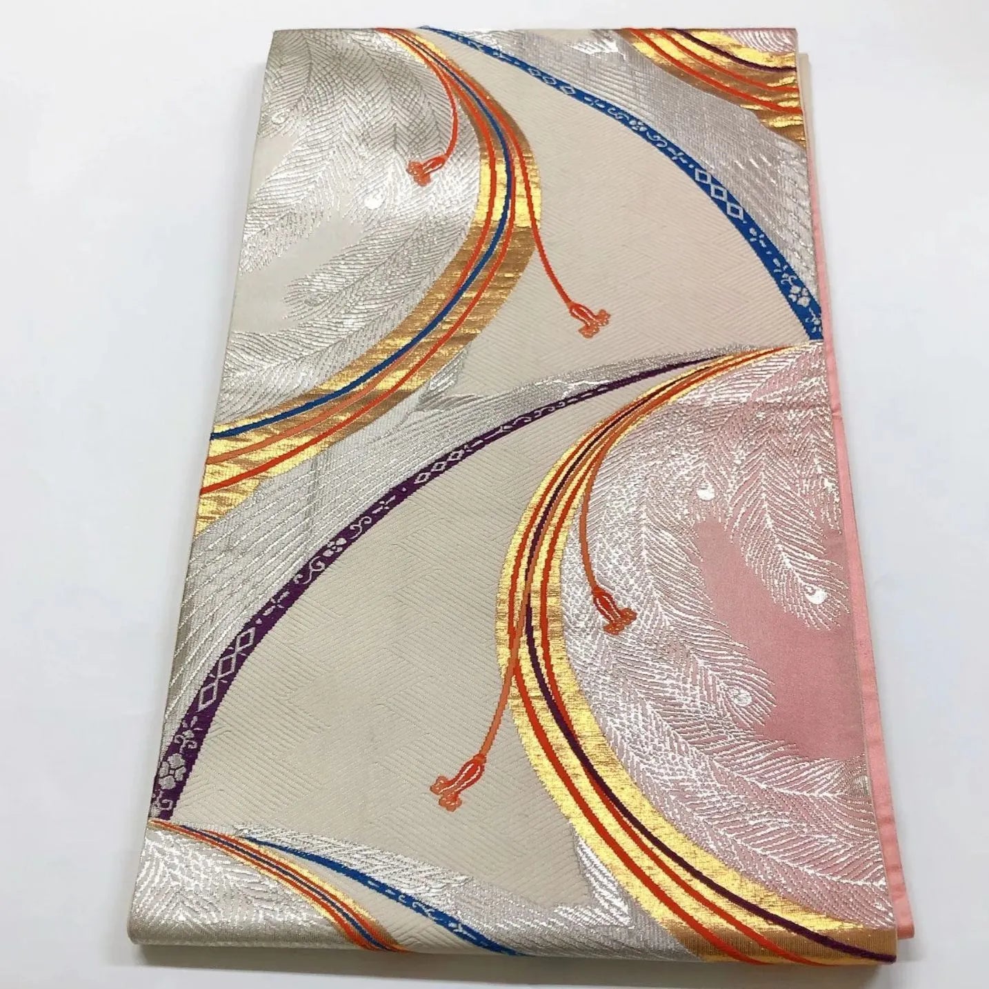 6021# Japanese Vintage Fukuro Obi Belt Kimono Fabric Silk Traditional