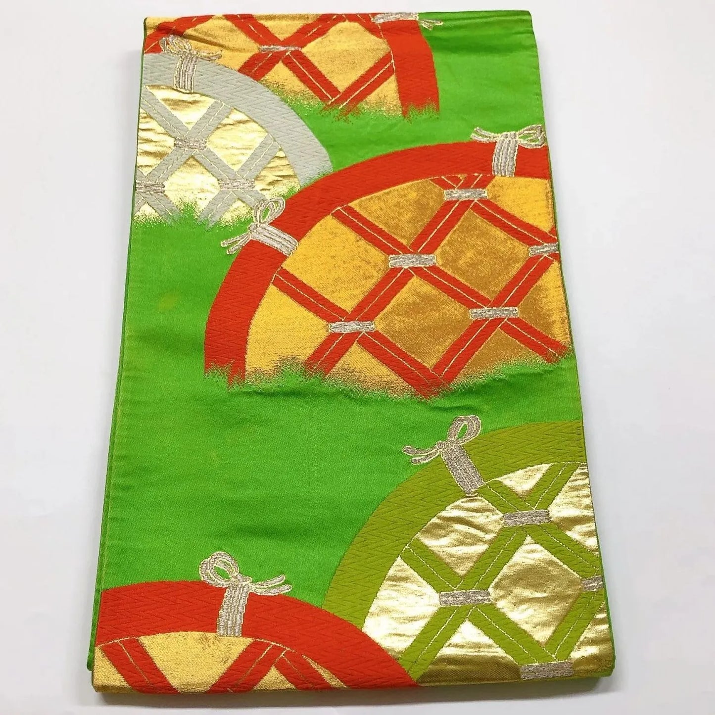 6022# Japanese Vintage Fukuro Obi Belt Kimono Fabric Silk Traditional Embroidery