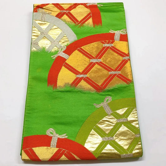 6022# Japanese Vintage Fukuro Obi Belt Kimono Fabric Silk Traditional Embroidery