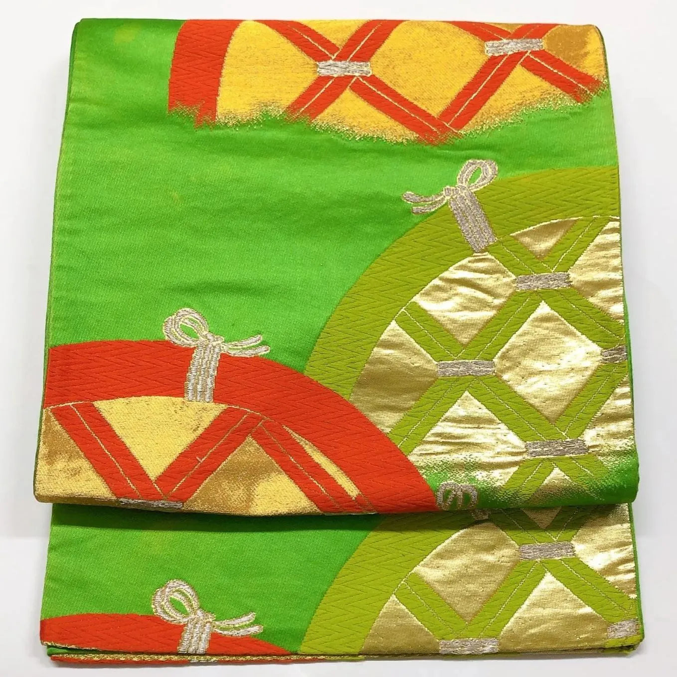 6022# Japanese Vintage Fukuro Obi Belt Kimono Fabric Silk Traditional Embroidery