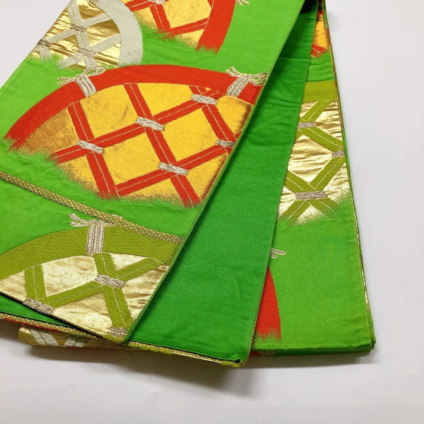 6022# Japanese Vintage Fukuro Obi Belt Kimono Fabric Silk Traditional Embroidery