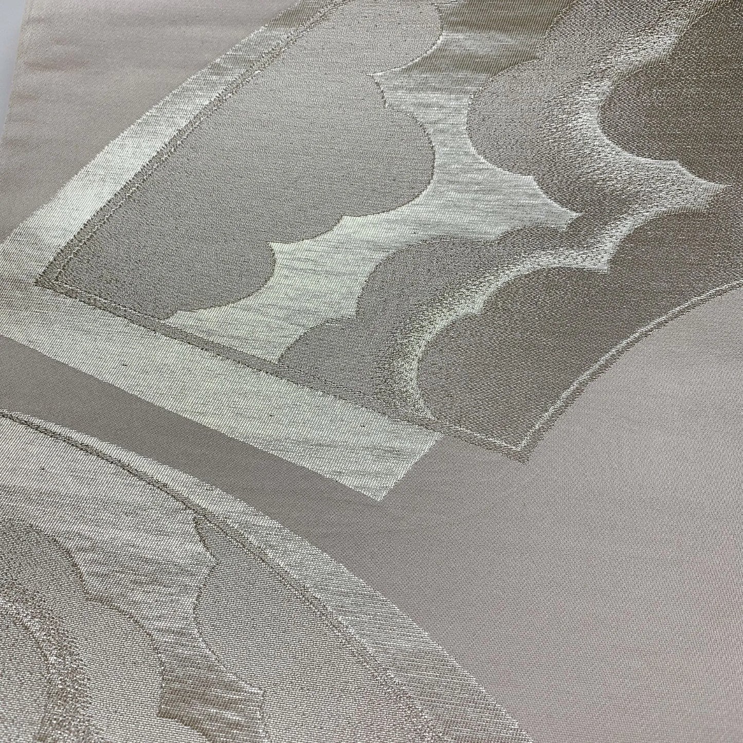 6040# Japanese Vintage Fukuro Obi Belt Kimono Fabric Silk Traditional Silver