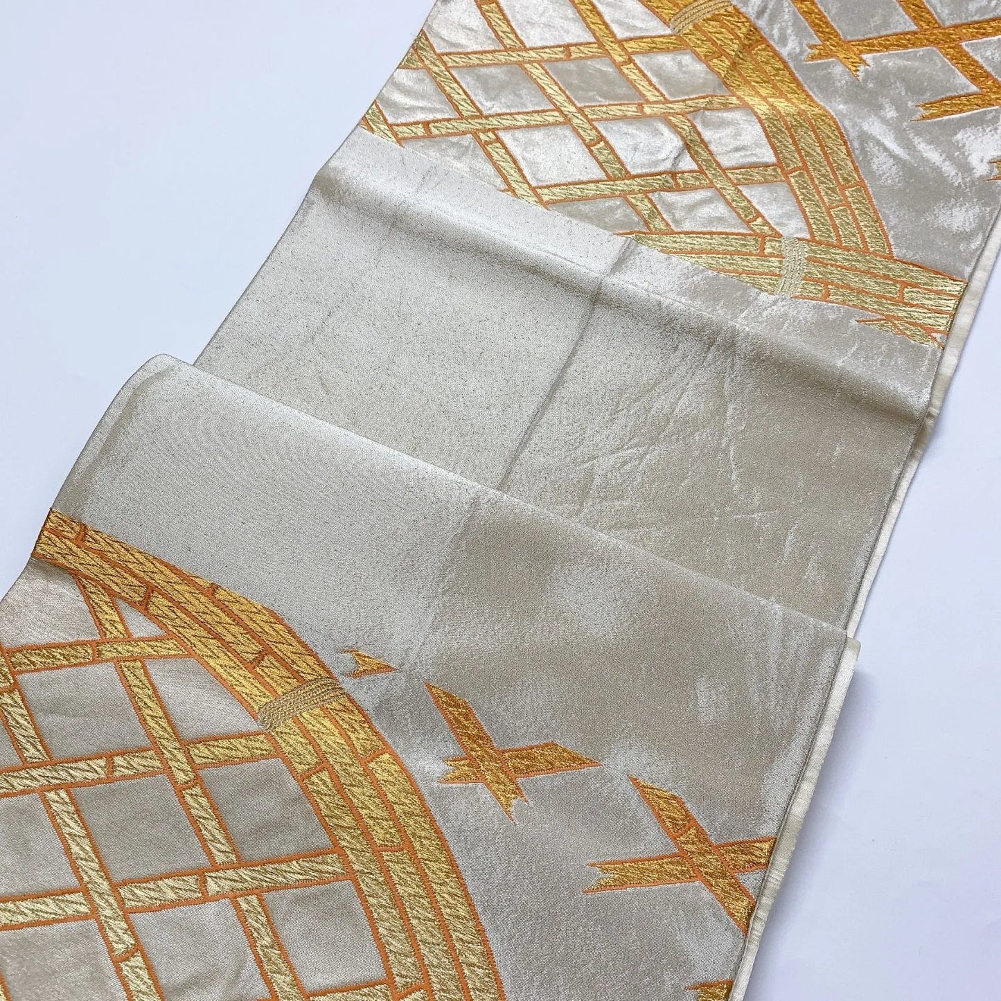 6042# Japanese Vintage Fukuro Obi Belt Kimono Fabric Silk Traditional Untailored