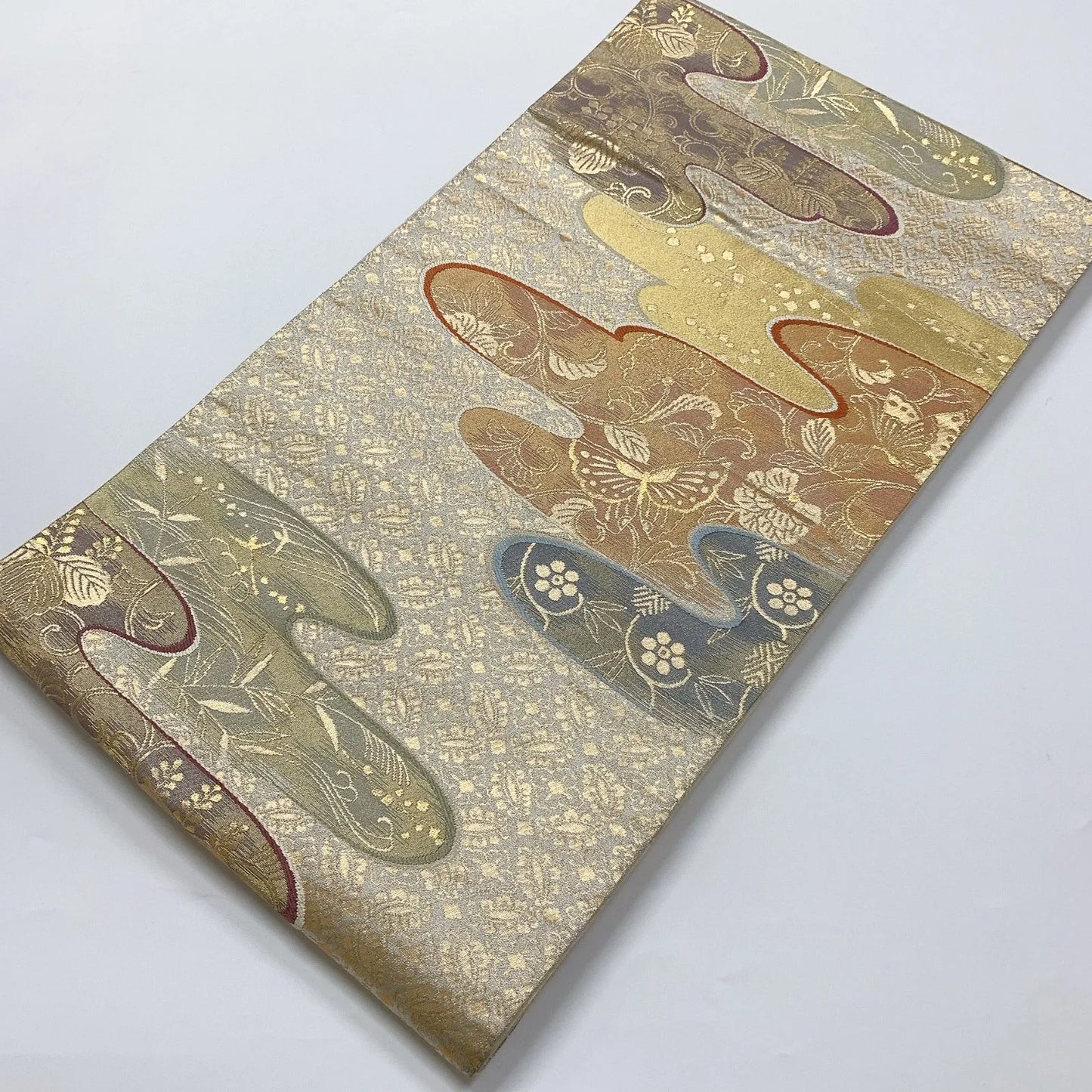 6046# Japanese Vintage Fukuro Obi Belt Kimono Fabric Silk Traditional