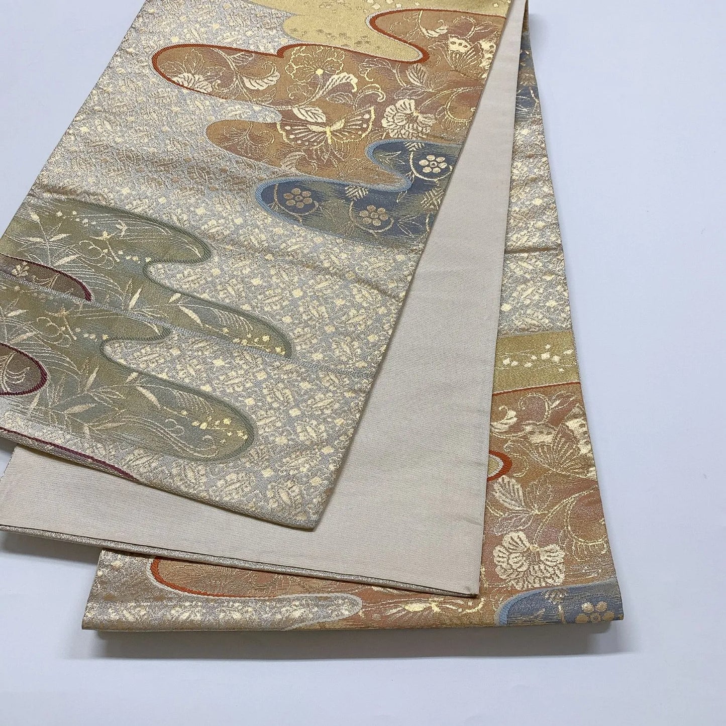 6046# Japanese Vintage Fukuro Obi Belt Kimono Fabric Silk Traditional