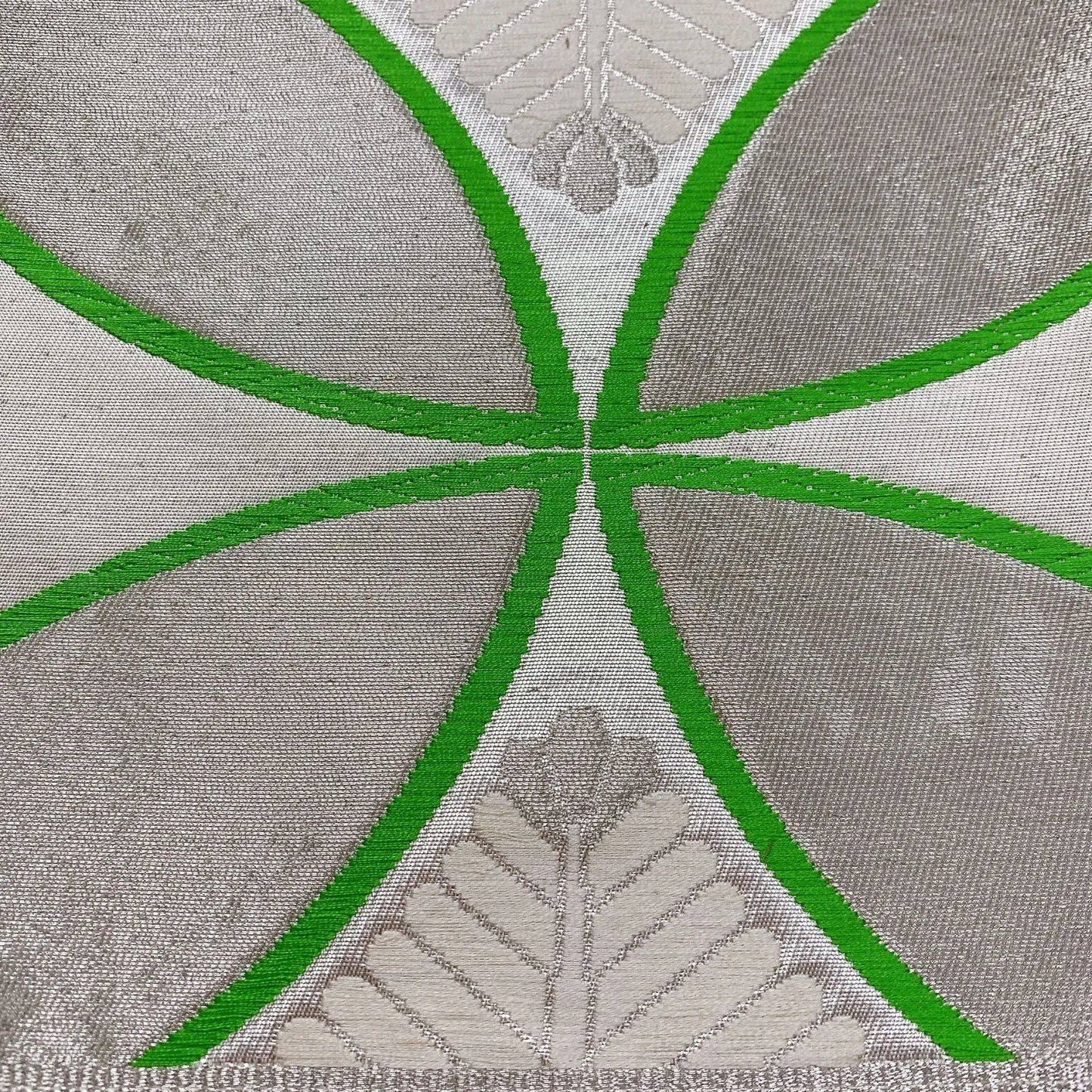 6047# Japanese Vintage Fukuro Obi Belt Kimono Fabric Silk Traditional Silver