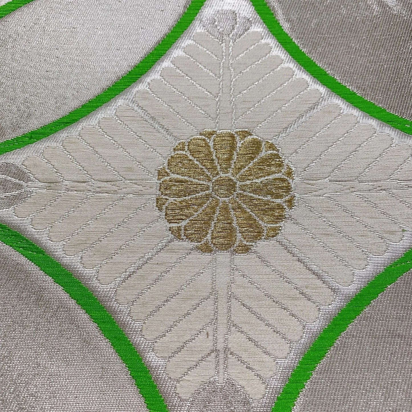 6047# Japanese Vintage Fukuro Obi Belt Kimono Fabric Silk Traditional Silver