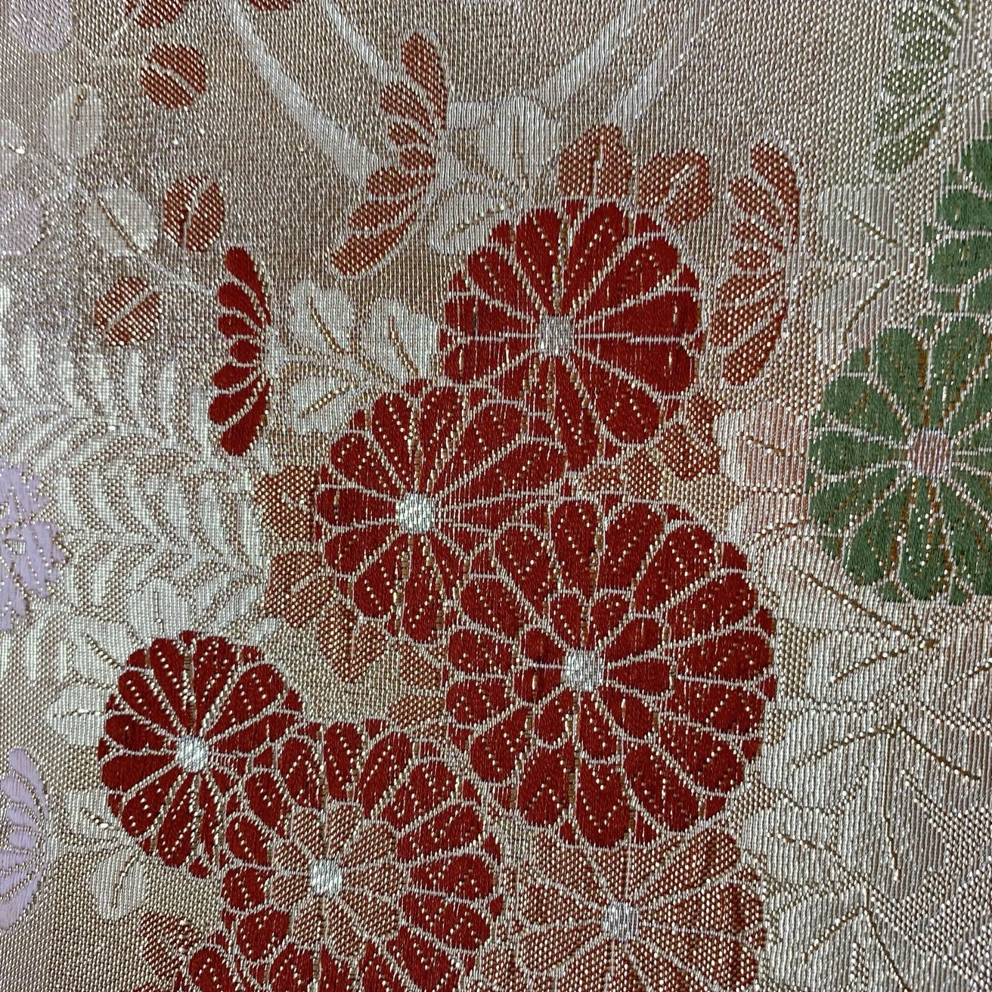 6050# Japanese Vintage Fukuro Obi Belt Kimono Fabric Silk Traditional Gold