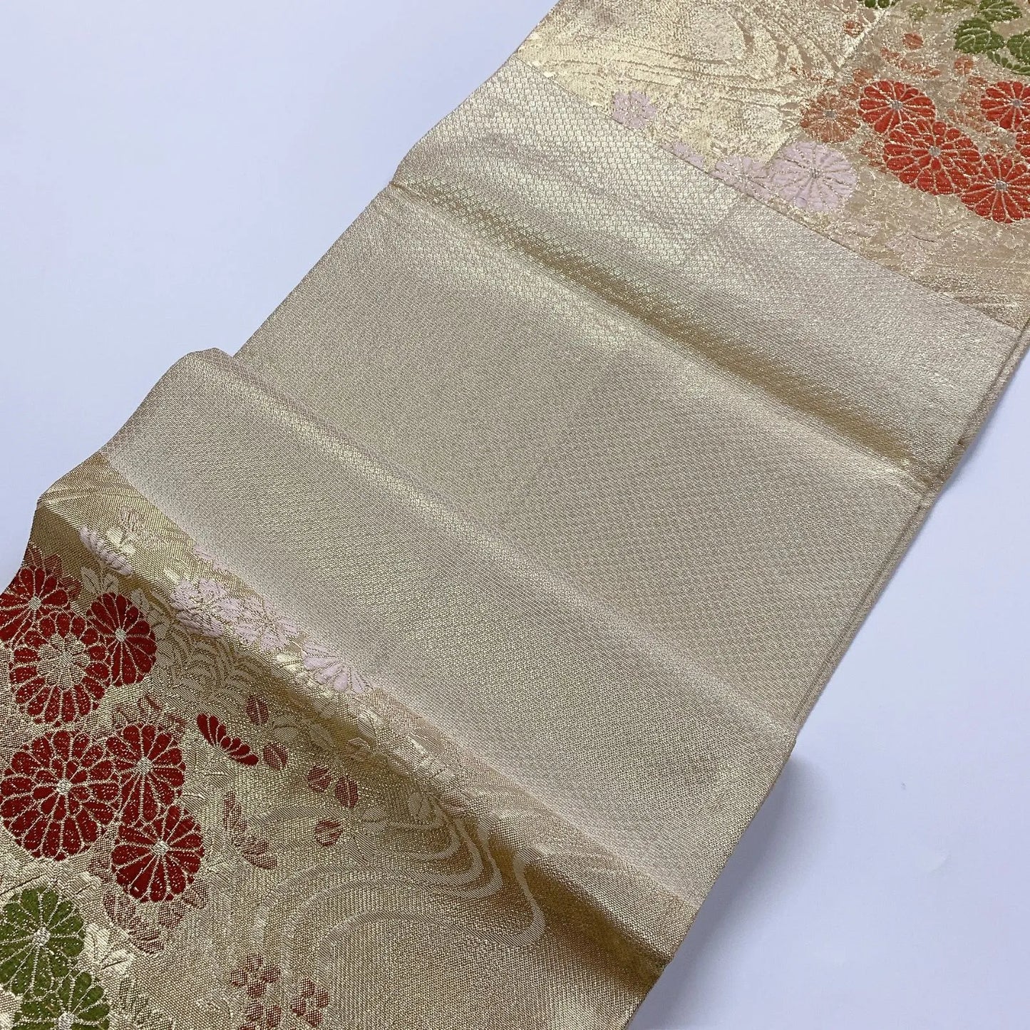 6050# Japanese Vintage Fukuro Obi Belt Kimono Fabric Silk Traditional Gold