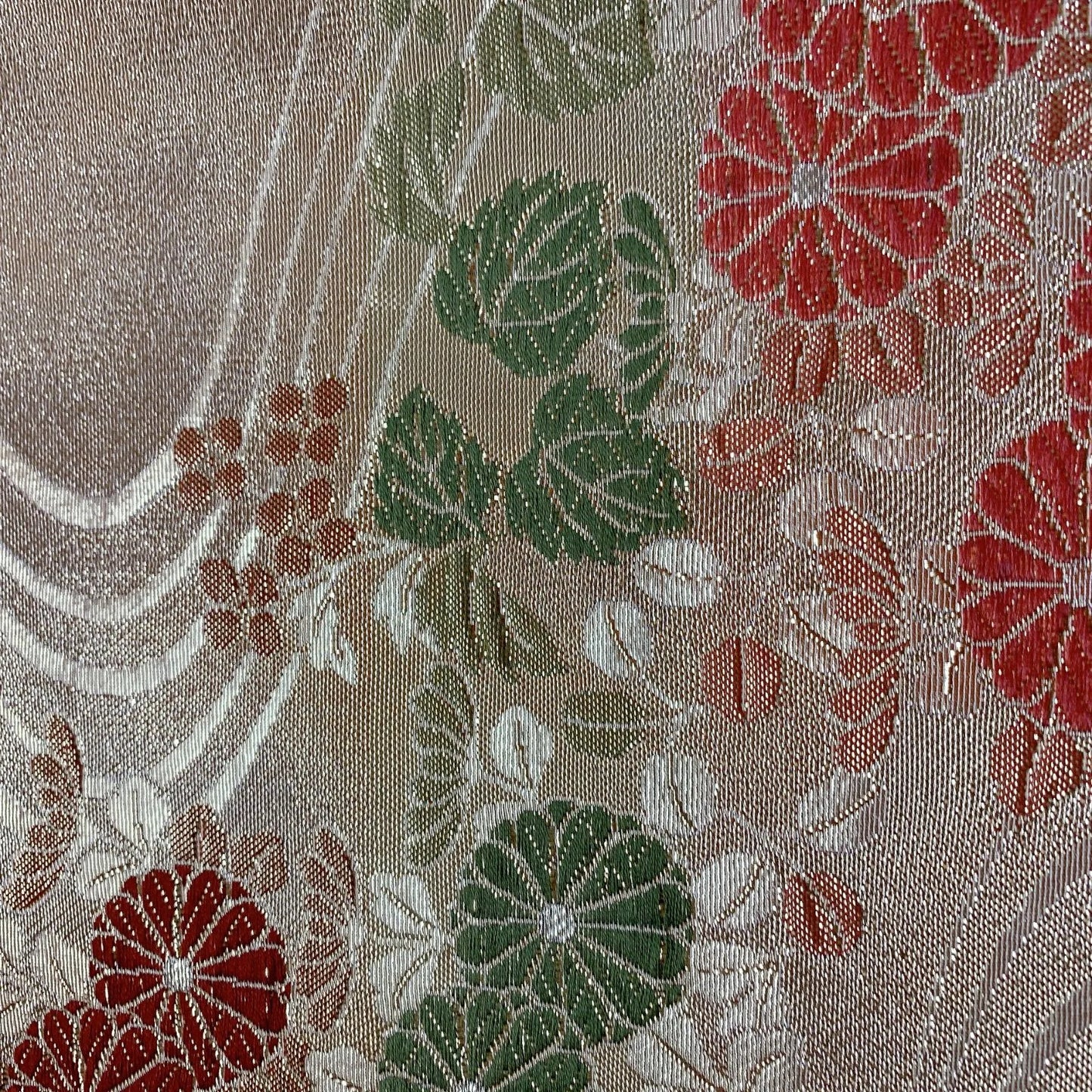 6050# Japanese Vintage Fukuro Obi Belt Kimono Fabric Silk Traditional Gold