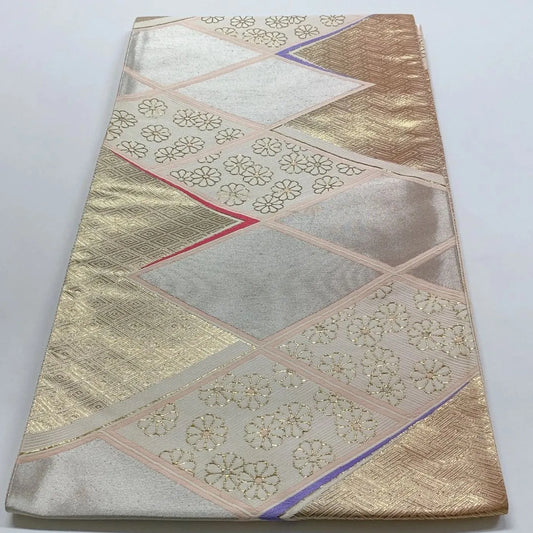 6031# Japanese Vintage Fukuro Obi Belt Kimono Fabric Silk Traditional Untailored