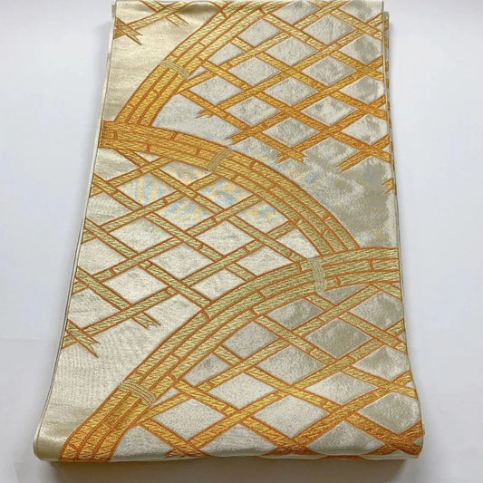 6042# Japanese Vintage Fukuro Obi Belt Kimono Fabric Silk Traditional Untailored