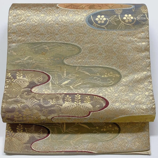 6046# Japanese Vintage Fukuro Obi Belt Kimono Fabric Silk Traditional