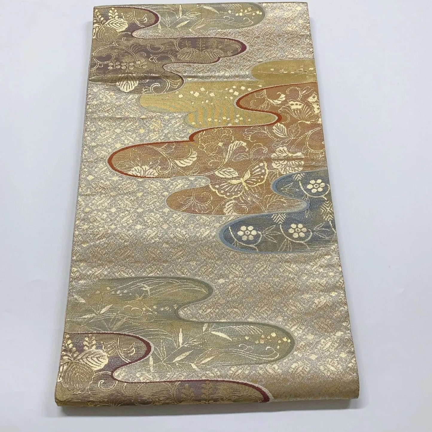 6046# Japanese Vintage Fukuro Obi Belt Kimono Fabric Silk Traditional