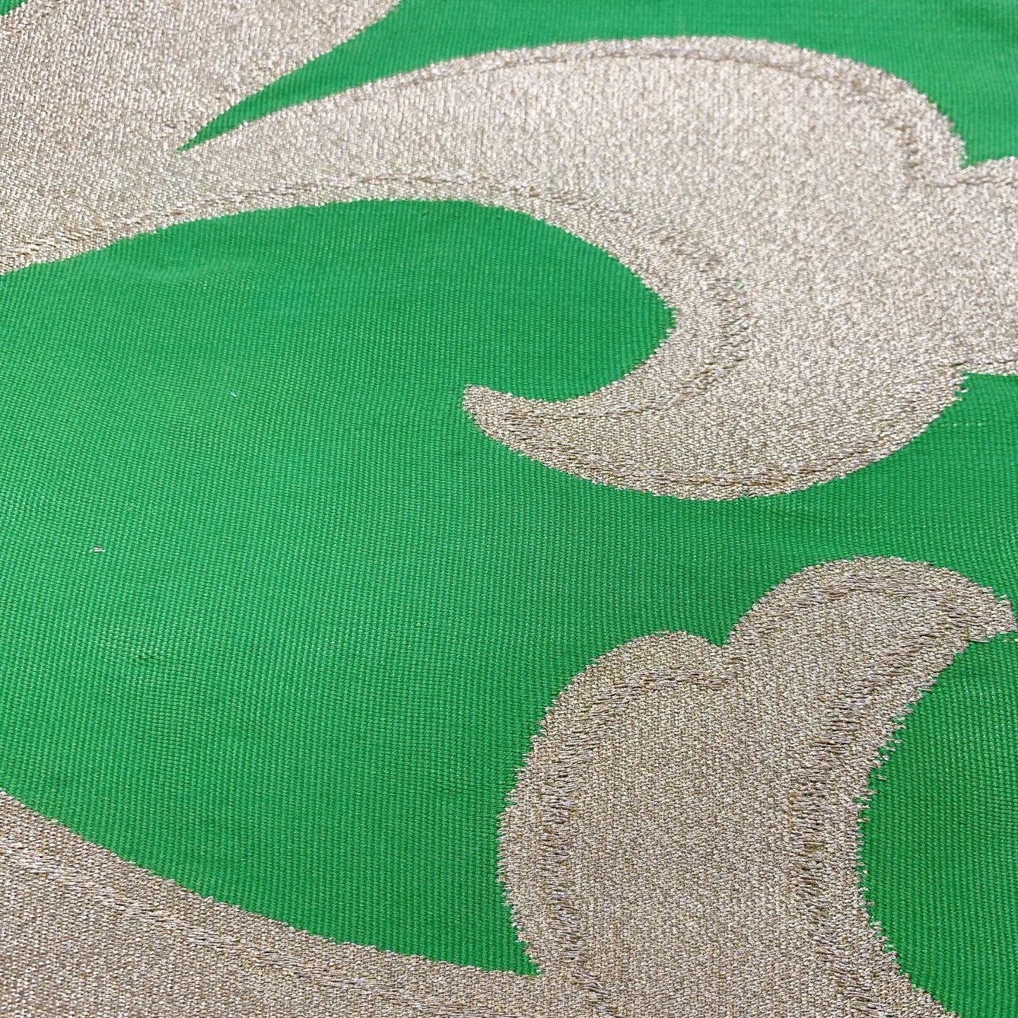 6054# Japanese Vintage Fukuro Obi Belt Kimono Fabric Silk Traditional Green