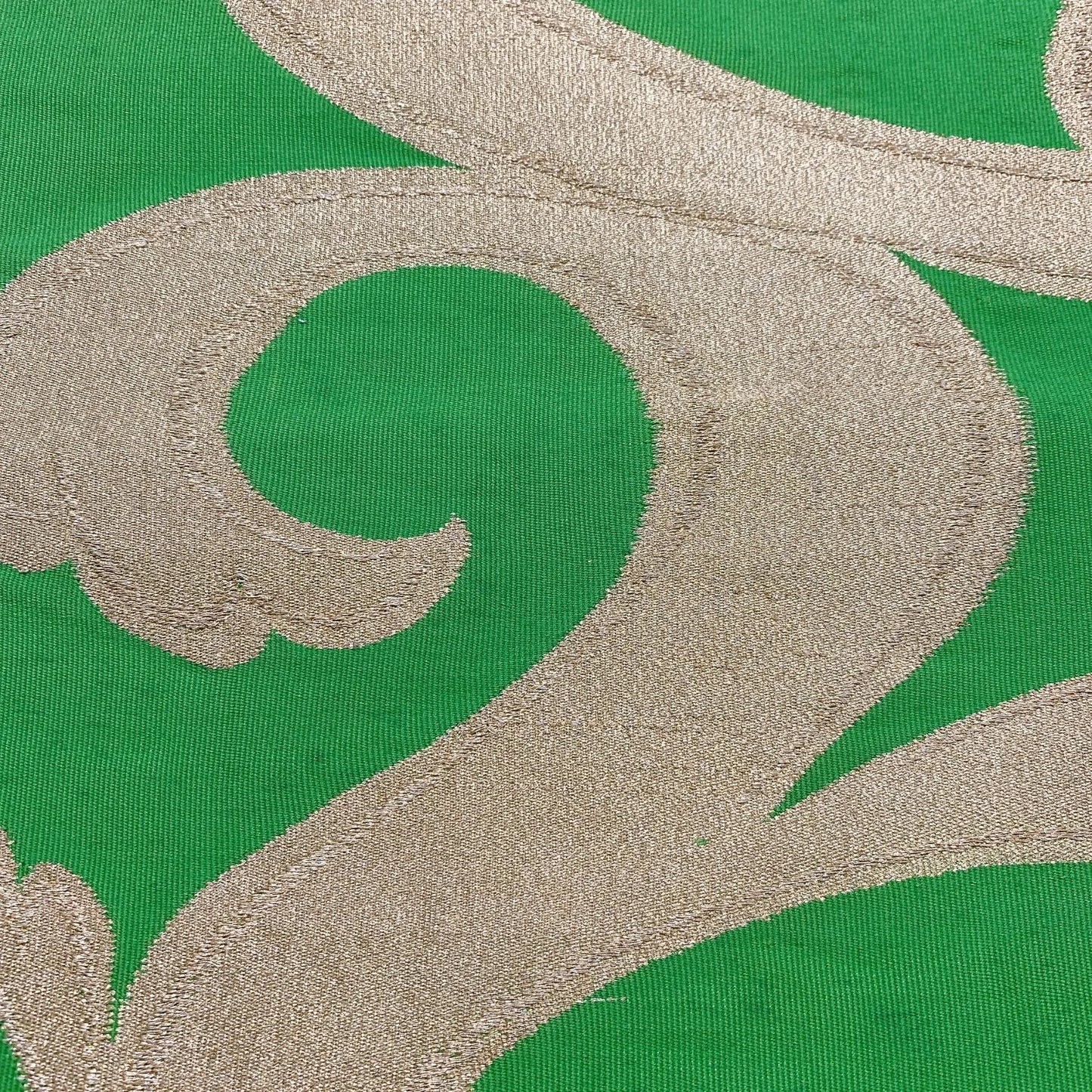 6054# Japanese Vintage Fukuro Obi Belt Kimono Fabric Silk Traditional Green