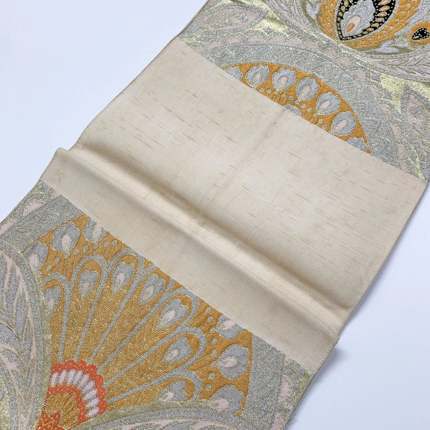 6055# Japanese Vintage Fukuro Obi Belt Kimono Fabric Silk Traditional Untailored