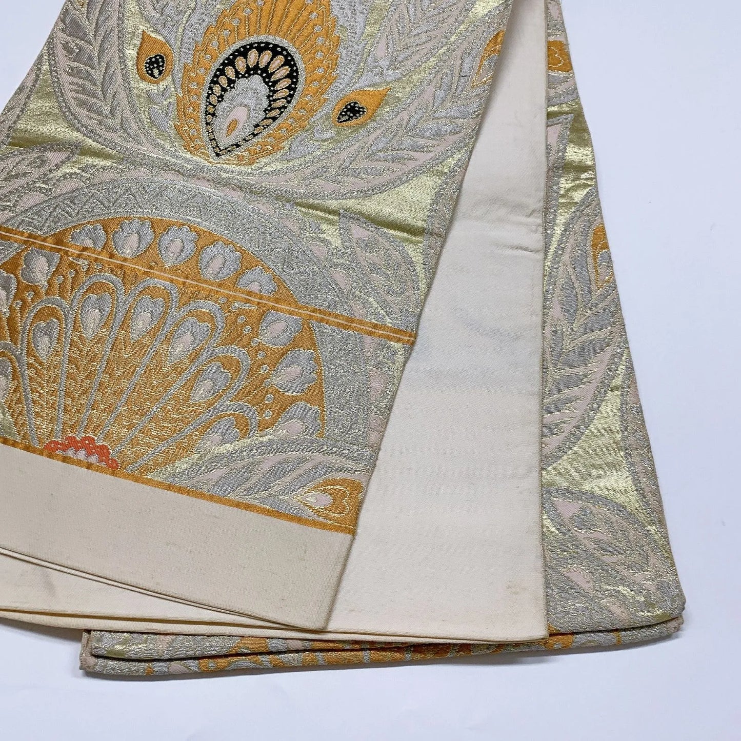 6055# Japanese Vintage Fukuro Obi Belt Kimono Fabric Silk Traditional Untailored