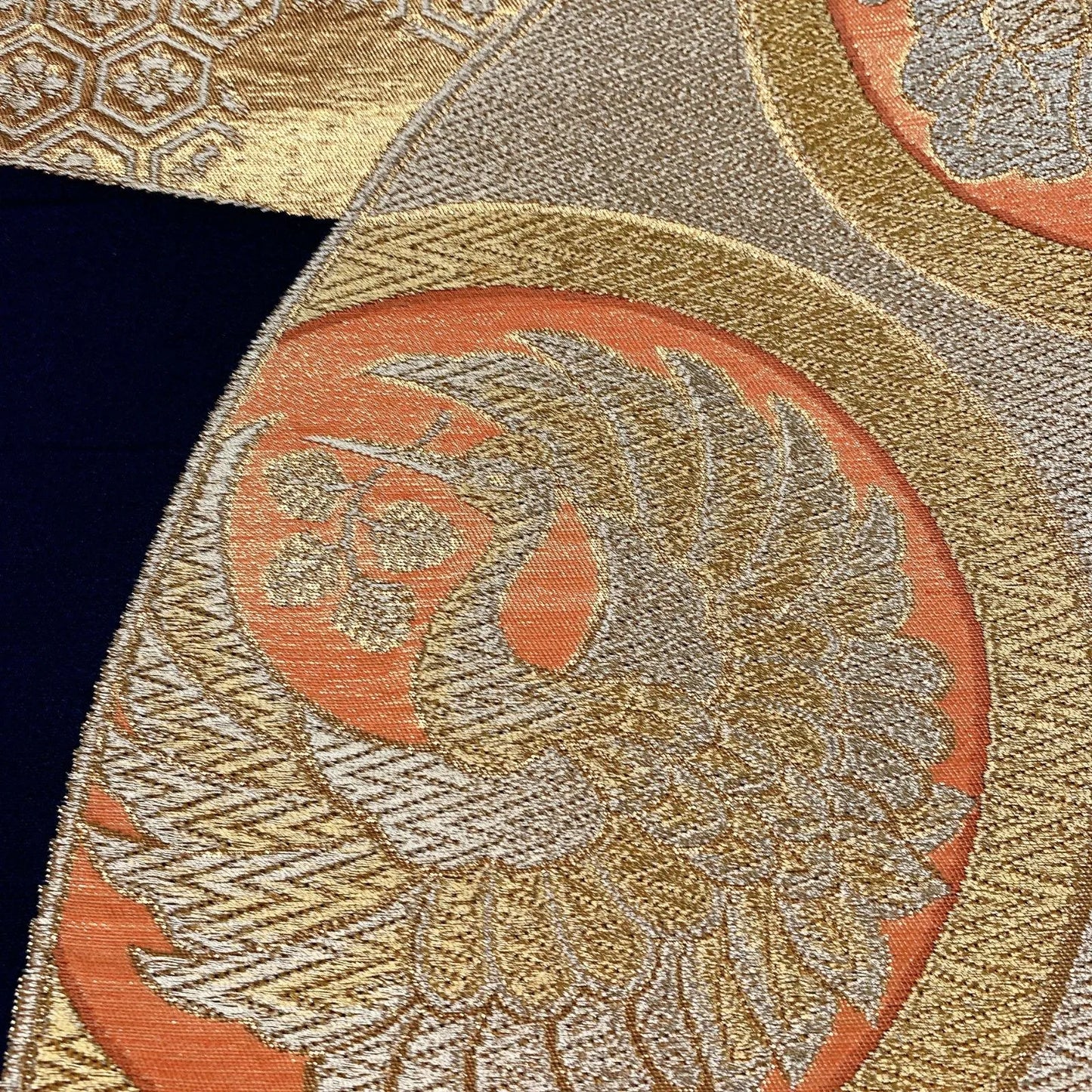 6063# Japanese Vintage Fukuro Obi Belt Kimono Fabric Silk Traditional Untailored