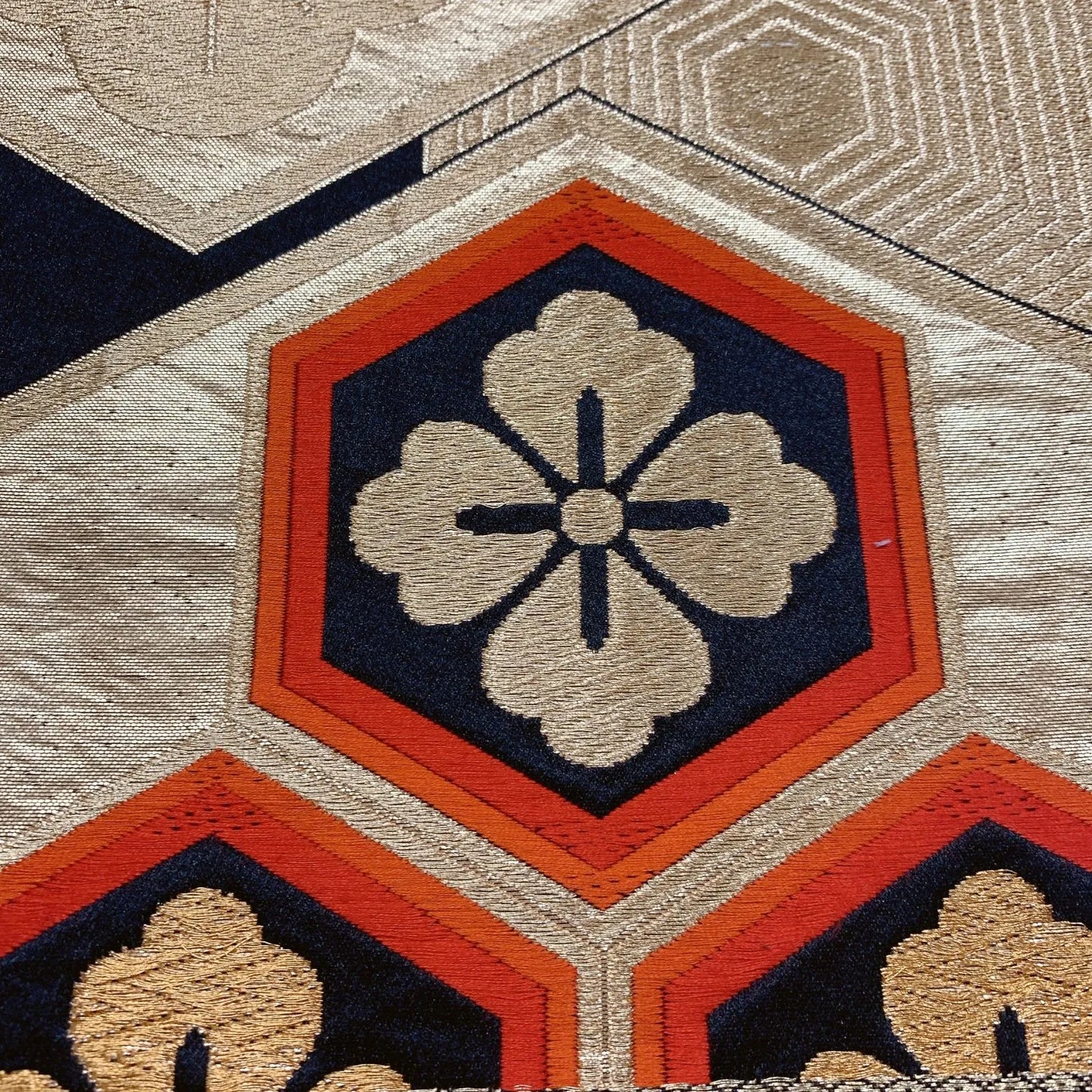 6065# Japanese Vintage Fukuro Obi Belt Kimono Fabric Silk Traditional Black