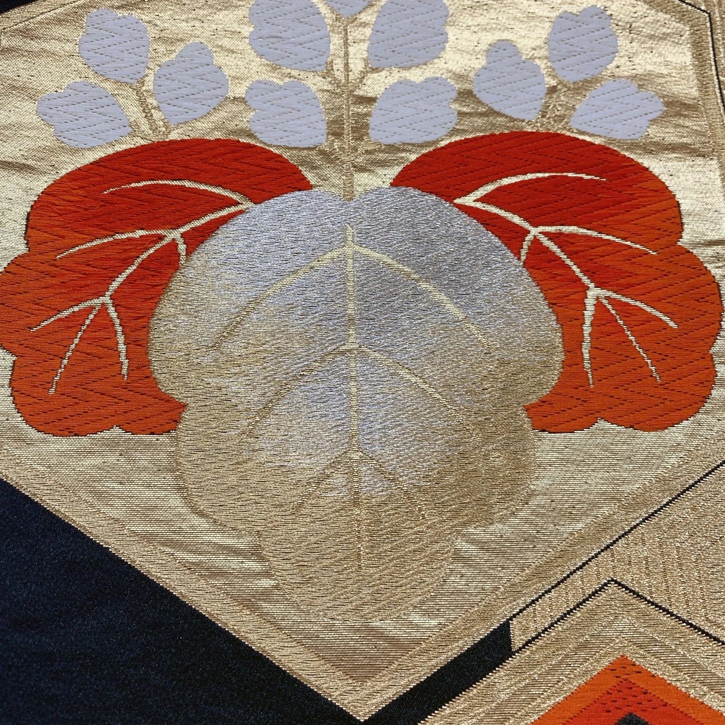 6065# Japanese Vintage Fukuro Obi Belt Kimono Fabric Silk Traditional Black