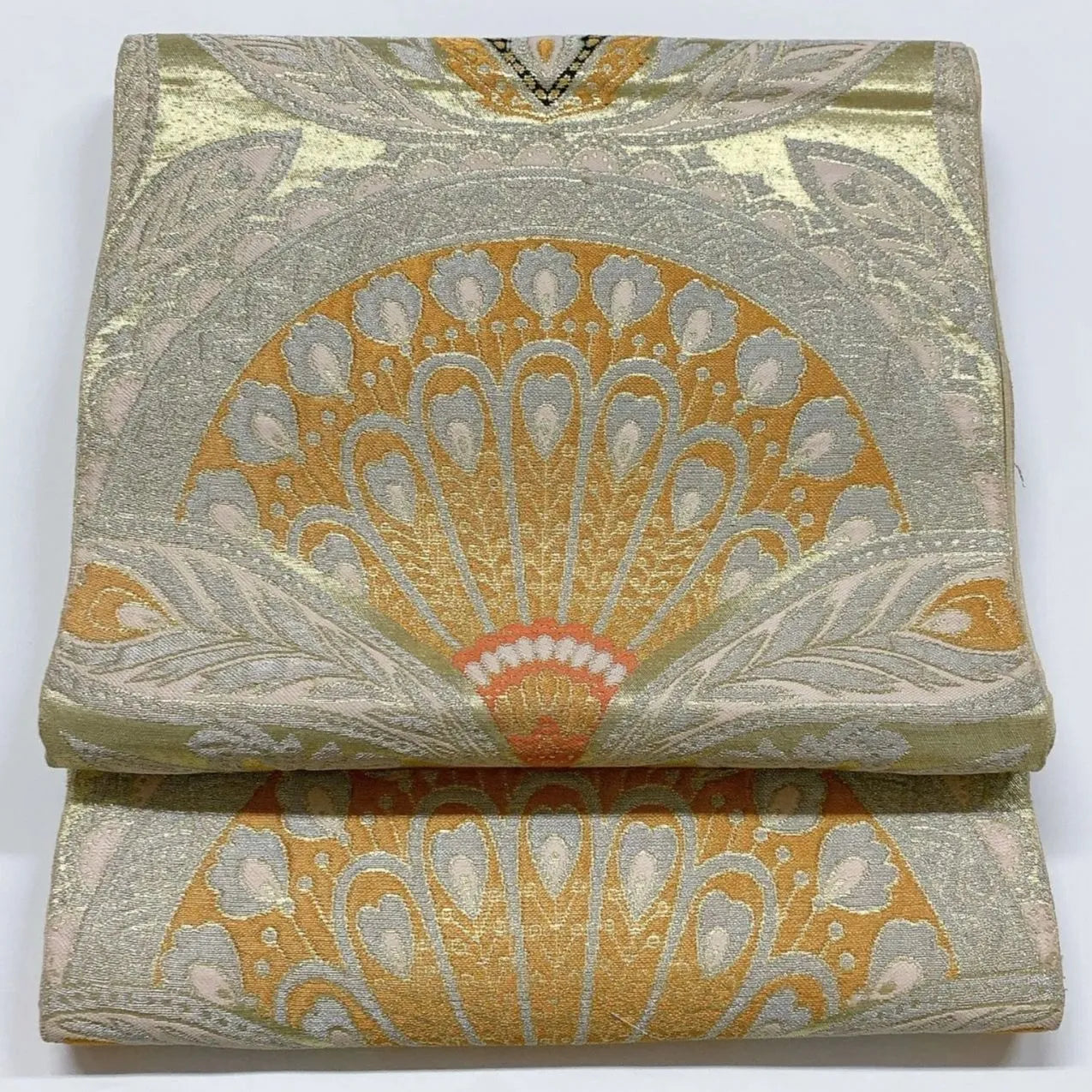 6055# Japanese Vintage Fukuro Obi Belt Kimono Fabric Silk Traditional Untailored