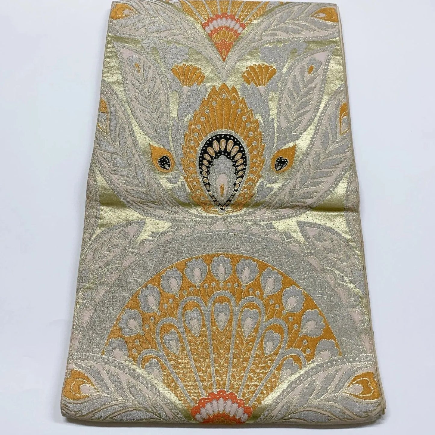 6055# Japanese Vintage Fukuro Obi Belt Kimono Fabric Silk Traditional Untailored