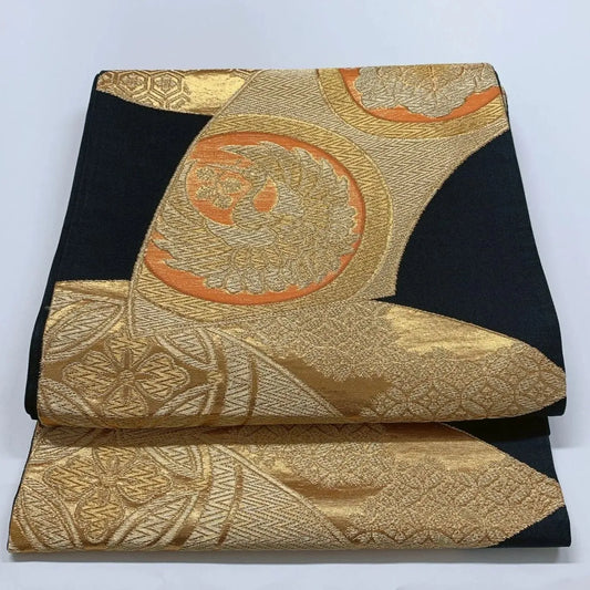 6063# Japanese Vintage Fukuro Obi Belt Kimono Fabric Silk Traditional Untailored