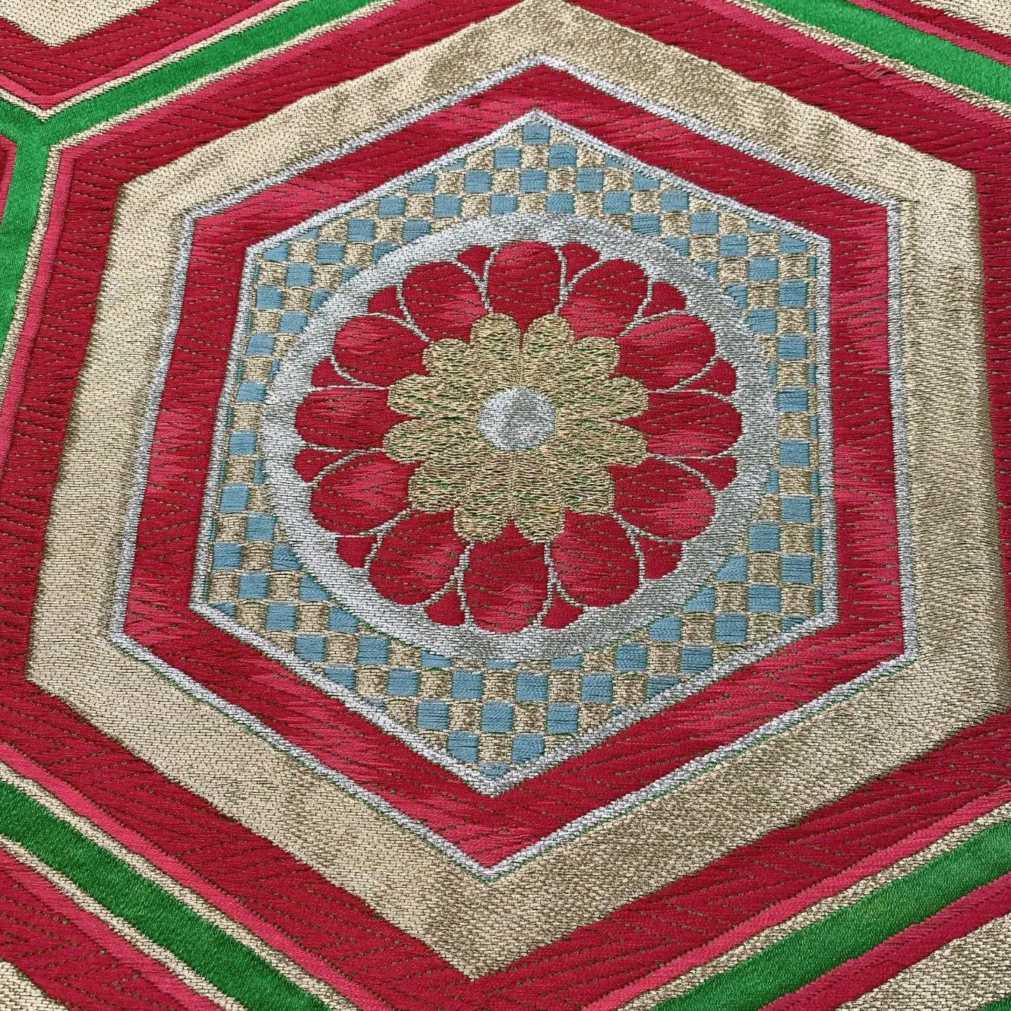 6070# Japanese Vintage Fukuro Obi Belt Kimono Fabric Silk Traditional 　