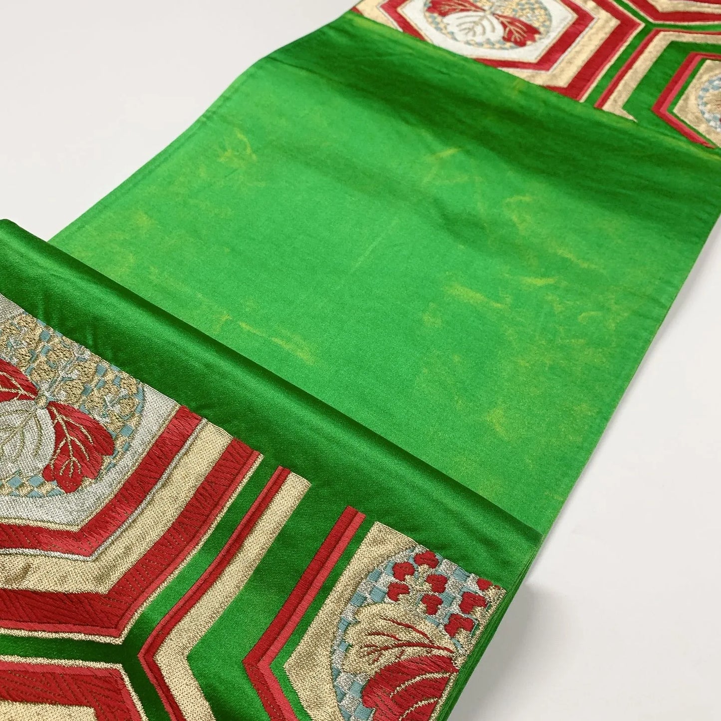 6070# Japanese Vintage Fukuro Obi Belt Kimono Fabric Silk Traditional 　