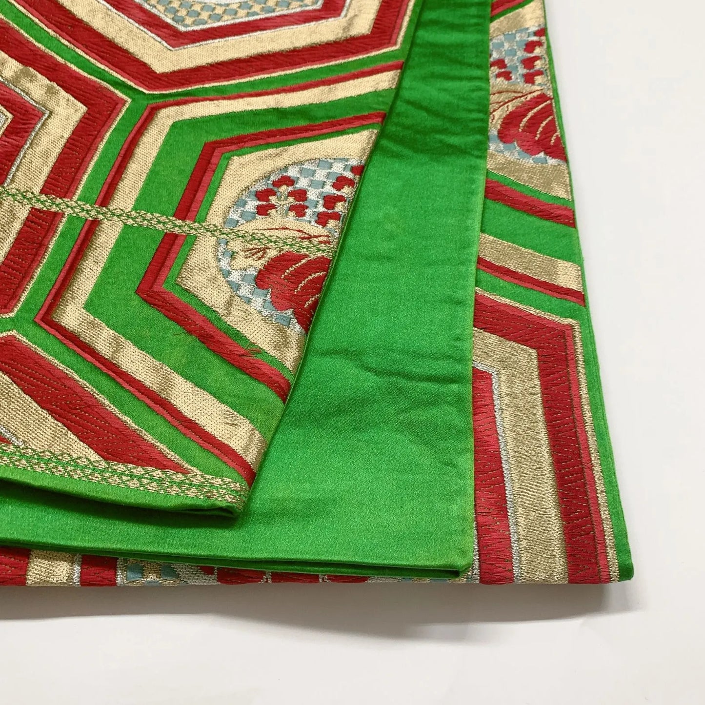 6070# Japanese Vintage Fukuro Obi Belt Kimono Fabric Silk Traditional 　