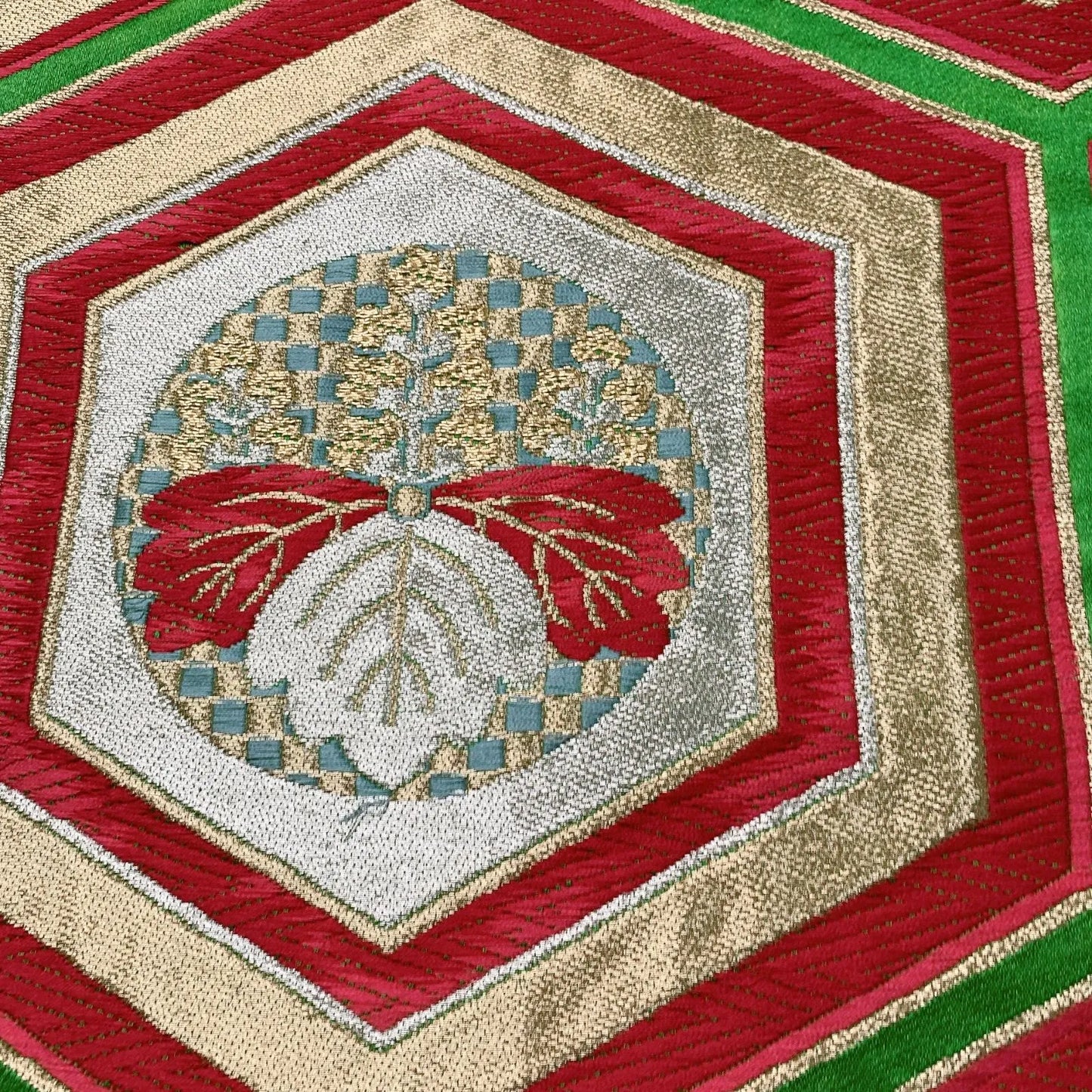 6070# Japanese Vintage Fukuro Obi Belt Kimono Fabric Silk Traditional 　