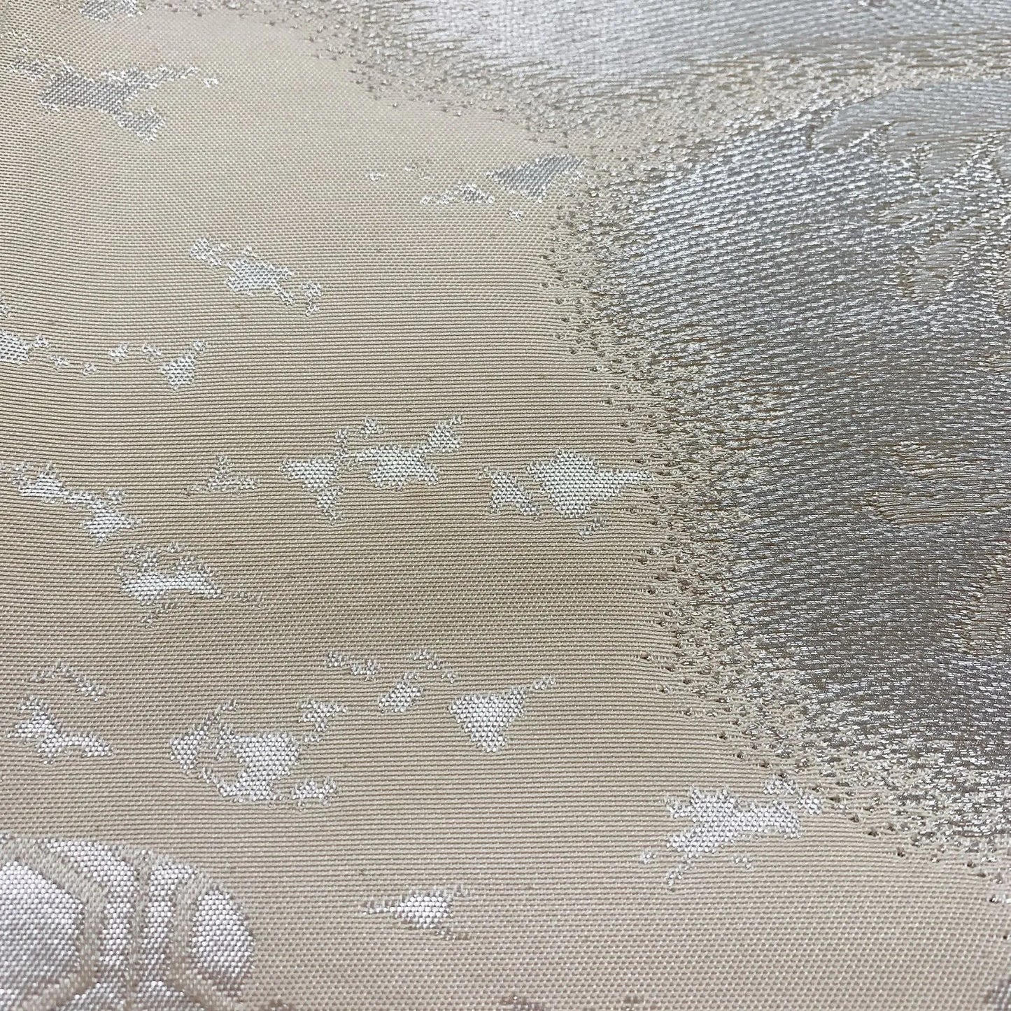 6074# Japanese Vintage Fukuro Obi Belt Kimono Fabric Silk Traditional Silver