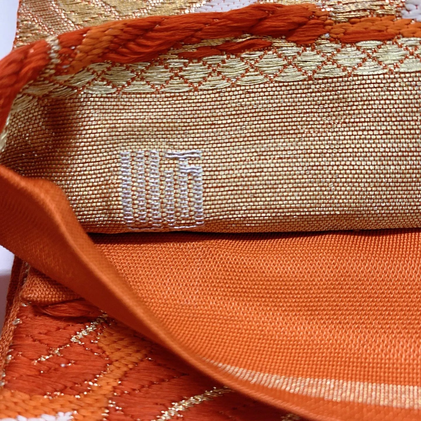 6076# Japanese Vintage Fukuro Obi Belt Kimono Fabric Silk Traditional