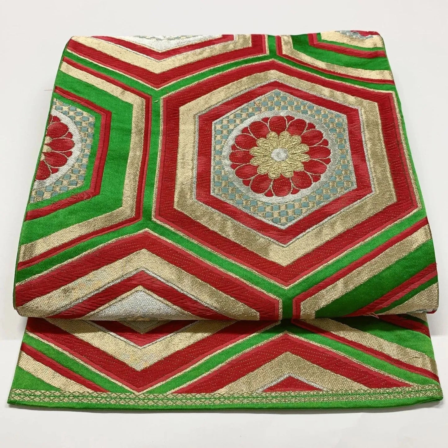 6070# Japanese Vintage Fukuro Obi Belt Kimono Fabric Silk Traditional 　