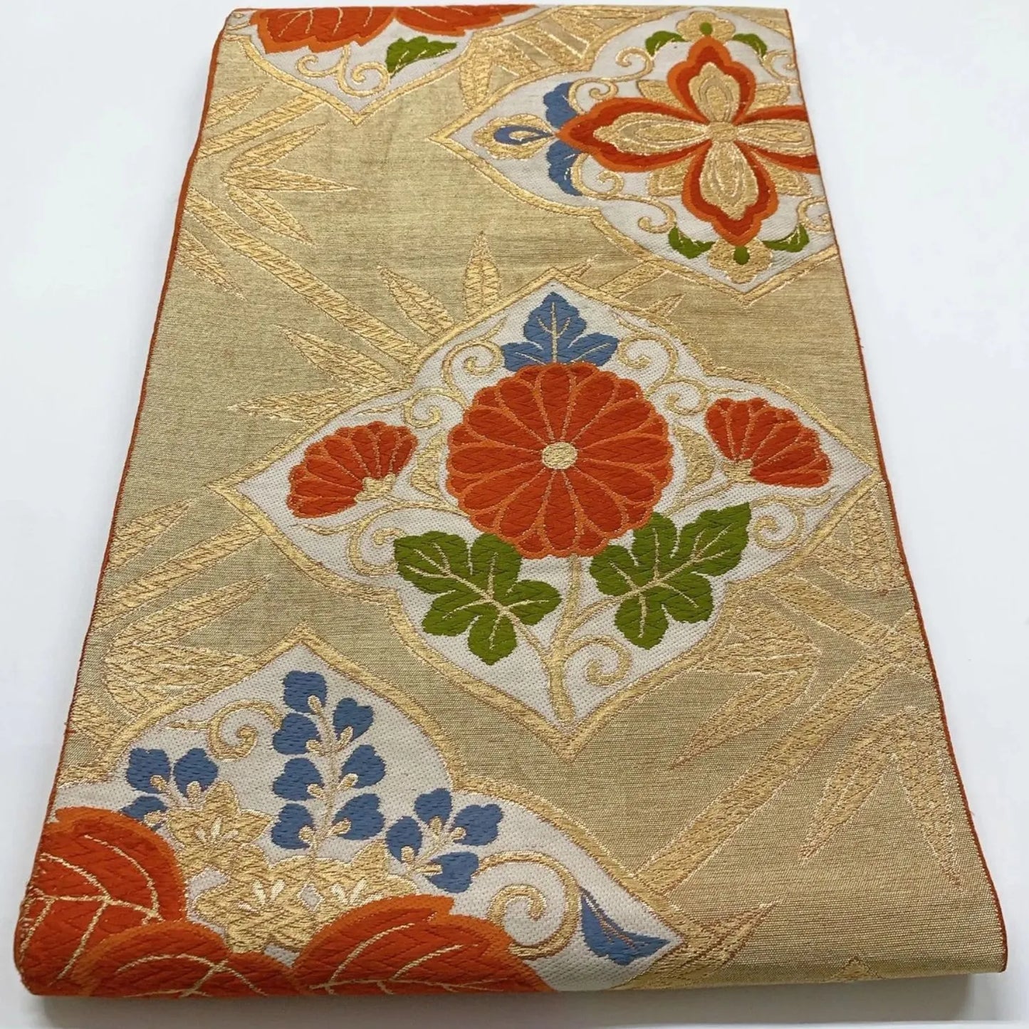 6076# Japanese Vintage Fukuro Obi Belt Kimono Fabric Silk Traditional