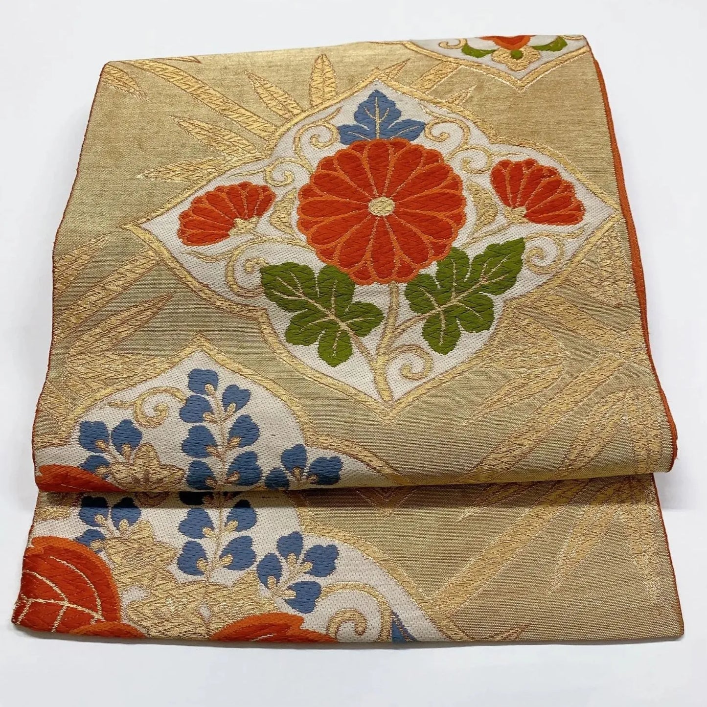 6076# Japanese Vintage Fukuro Obi Belt Kimono Fabric Silk Traditional