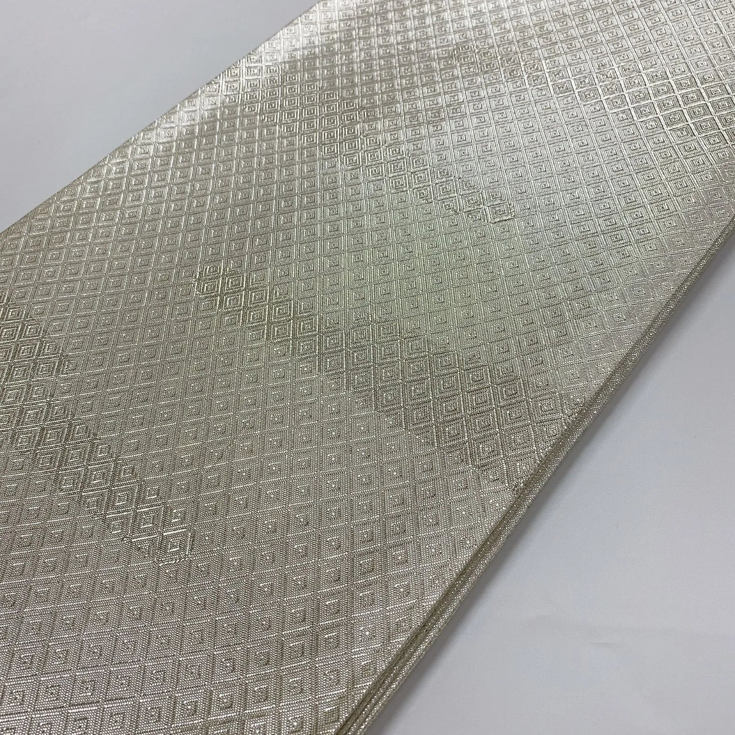 6080# Japanese Vintage Fukuro Obi Belt Kimono Fabric Silk Traditional Silver　