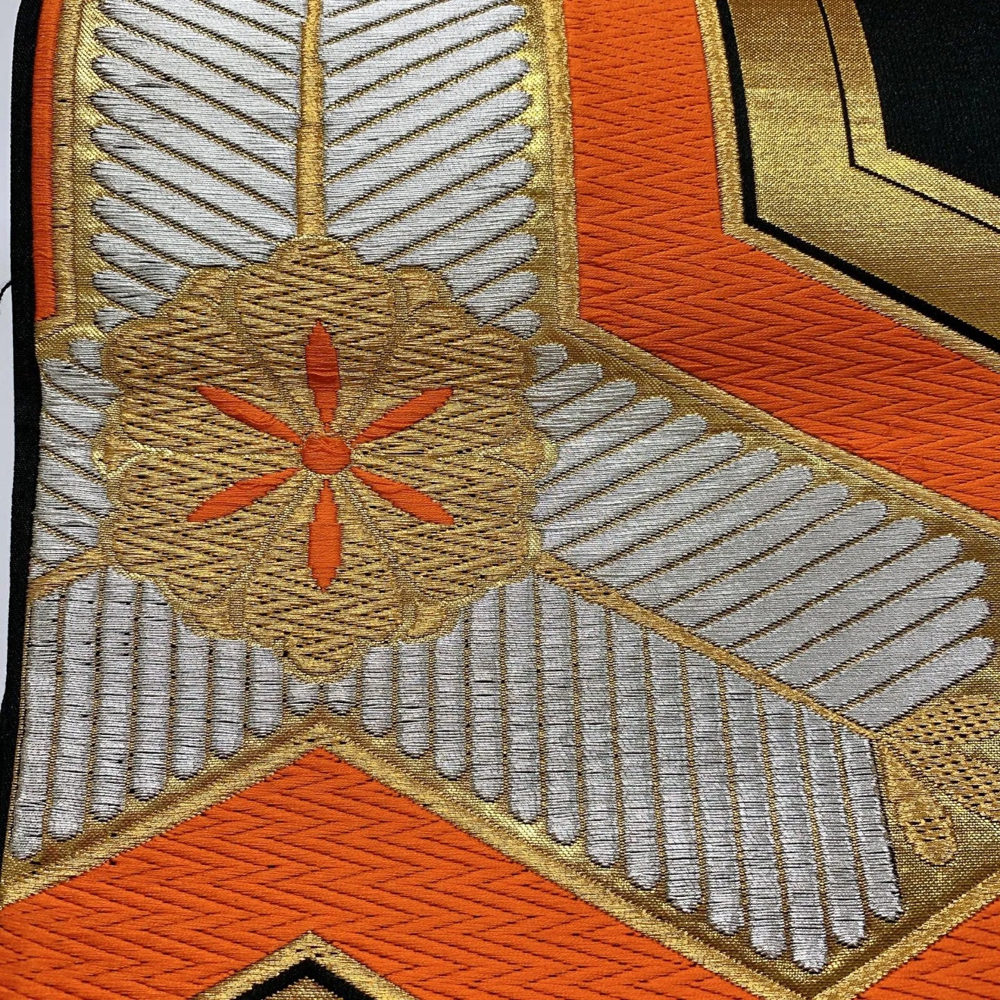 6081# Japanese Vintage Fukuro Obi Belt Kimono Fabric Silk Traditional Black