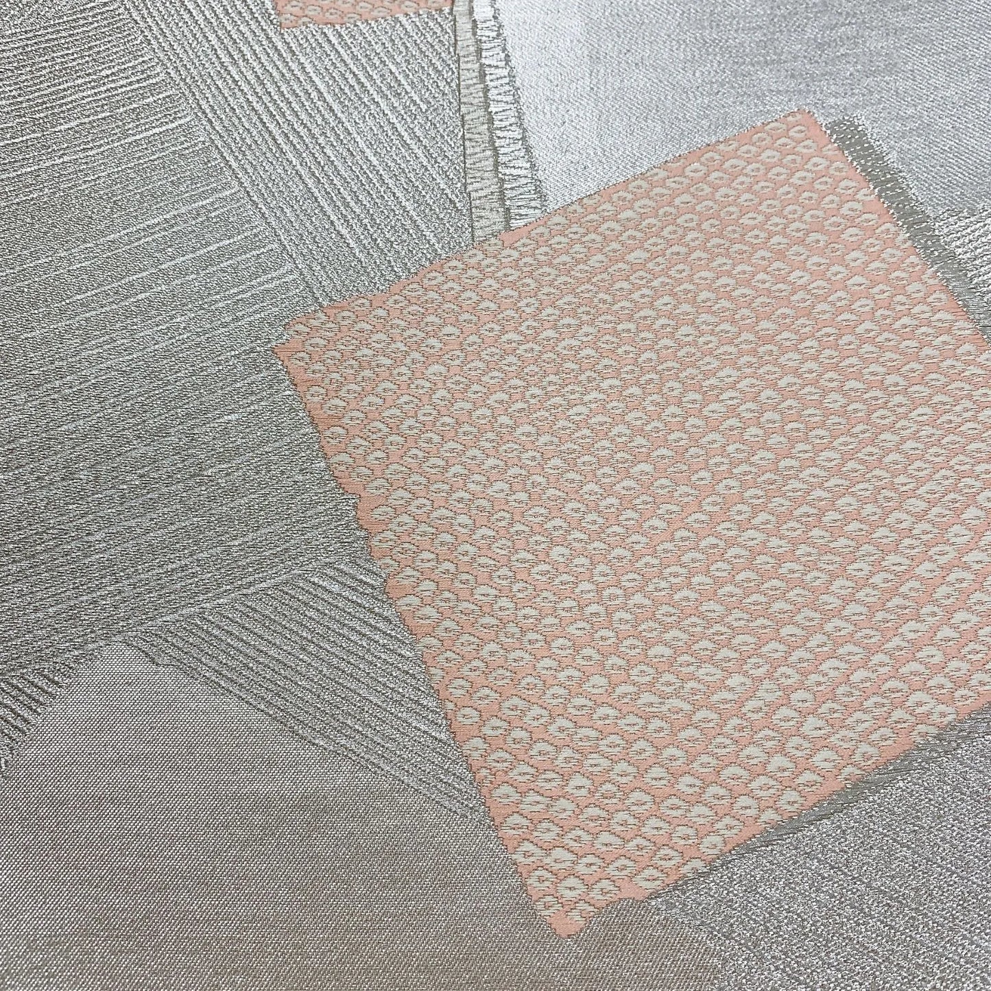 6082# Japanese Vintage Fukuro Obi Belt Kimono Fabric Silk Traditional Silver