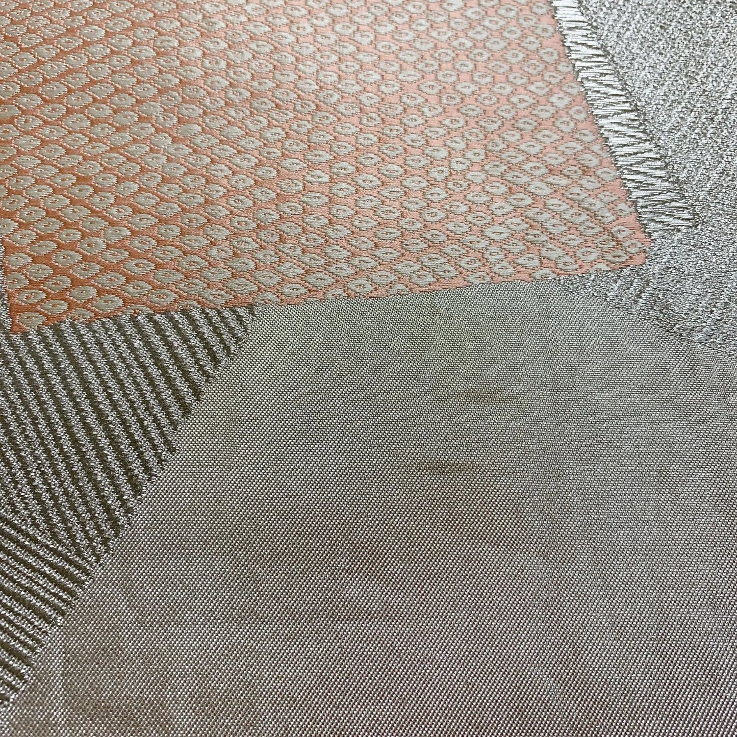 6082# Japanese Vintage Fukuro Obi Belt Kimono Fabric Silk Traditional Silver