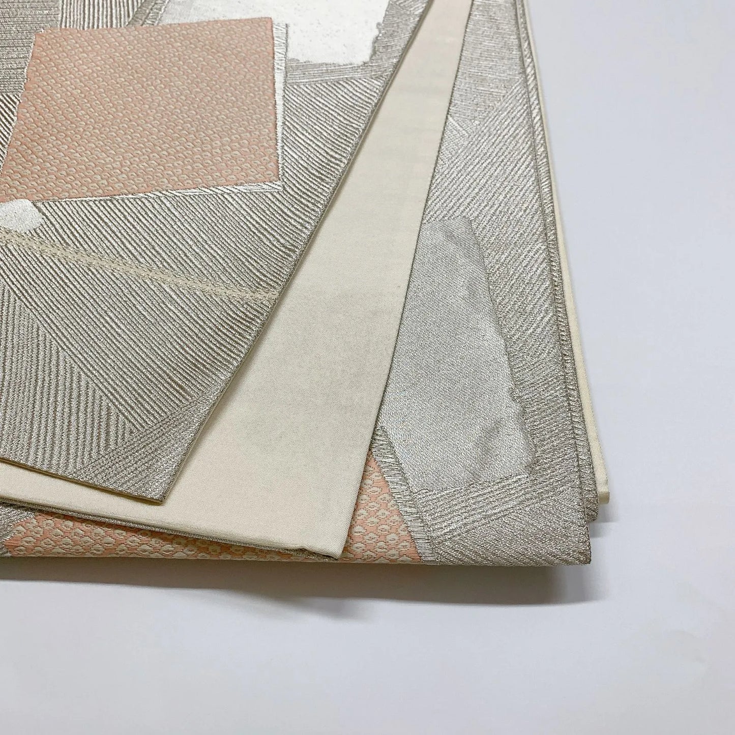 6082# Japanese Vintage Fukuro Obi Belt Kimono Fabric Silk Traditional Silver