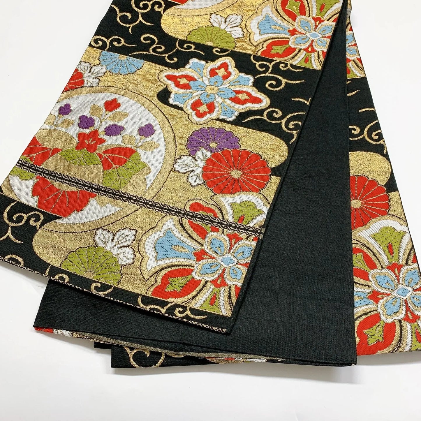 6083# Japanese Vintage Fukuro Obi Belt Kimono Fabric Silk Traditional Untailored