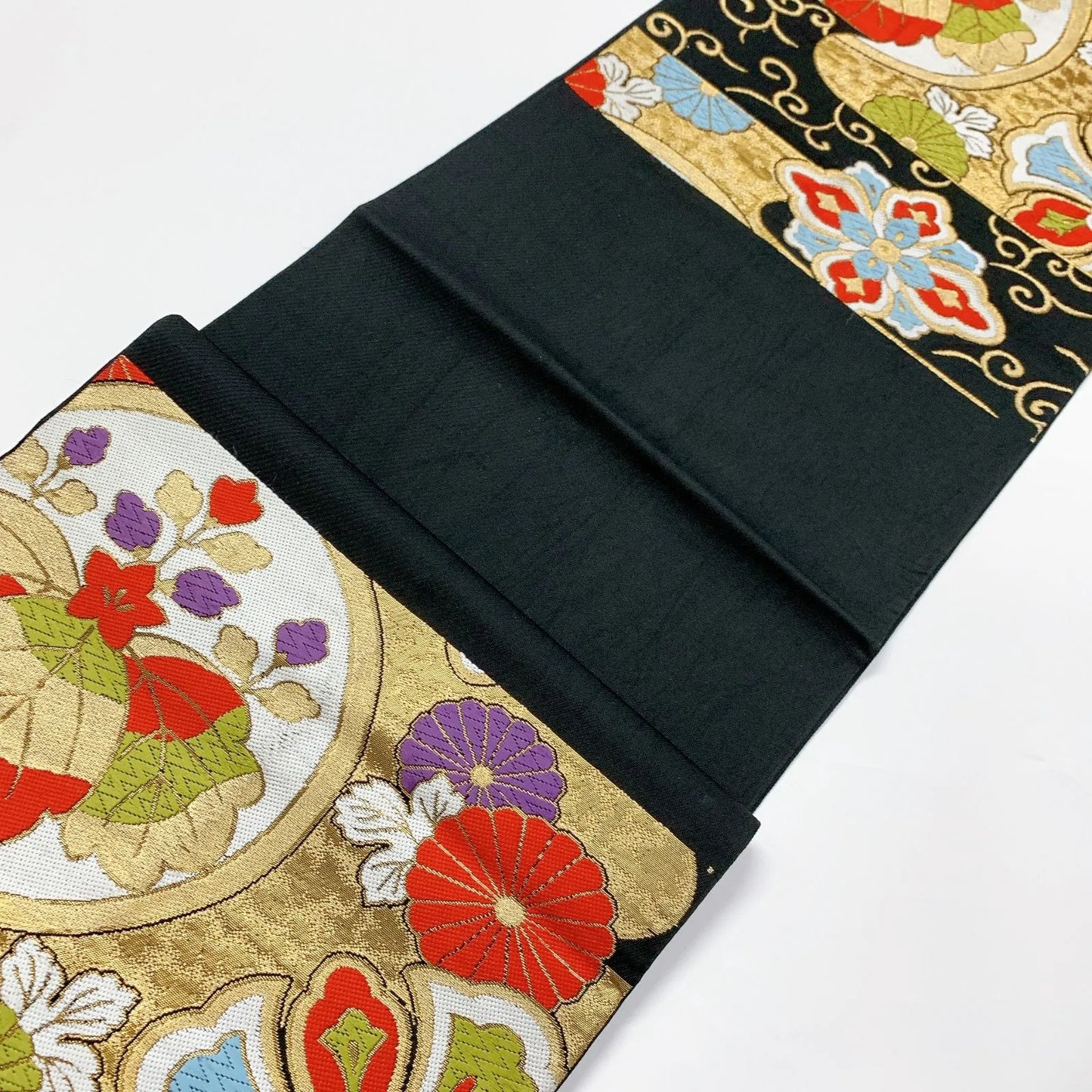 6083# Japanese Vintage Fukuro Obi Belt Kimono Fabric Silk Traditional Untailored