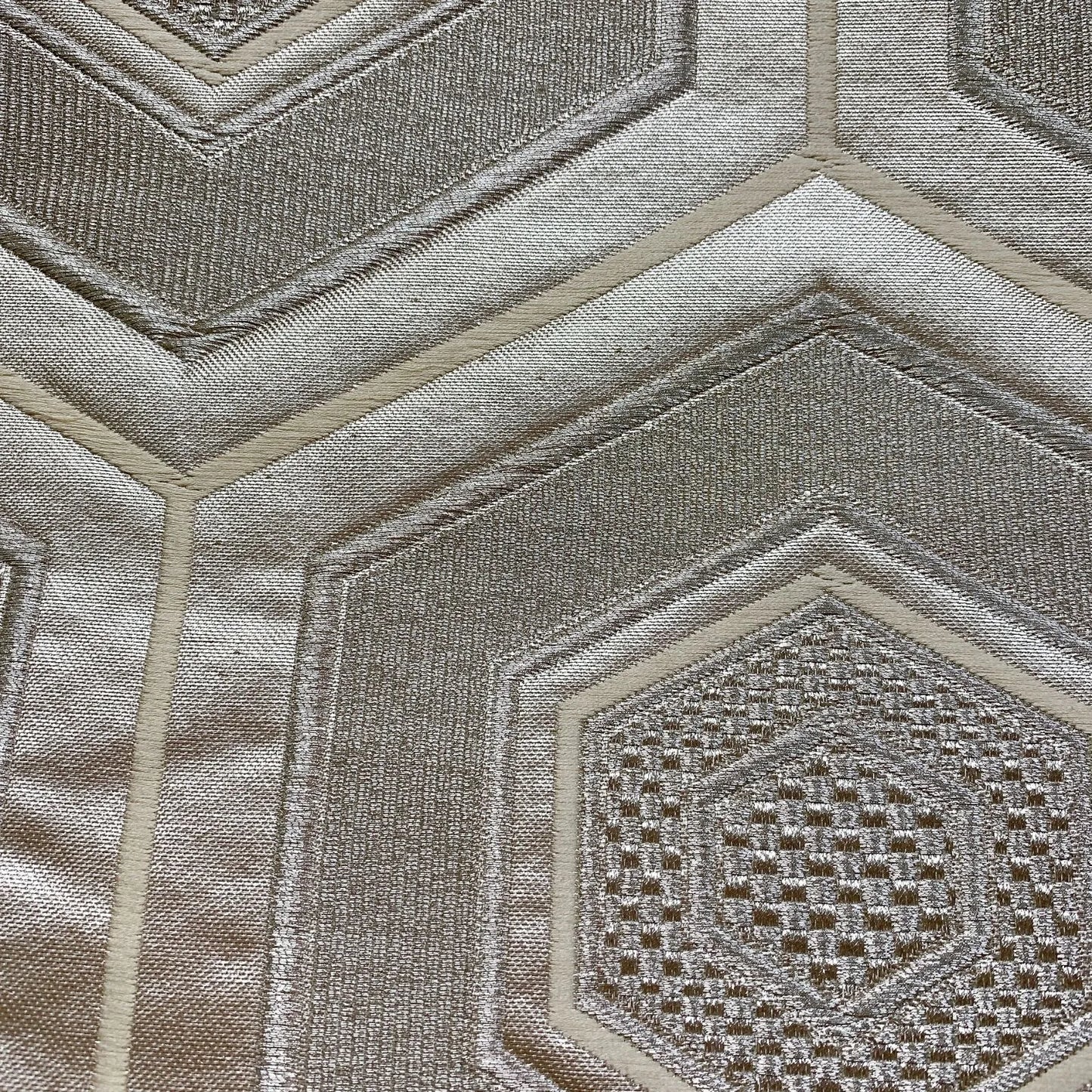 6087# Japanese Vintage Fukuro Obi Belt Kimono Fabric Silk Traditional Silver