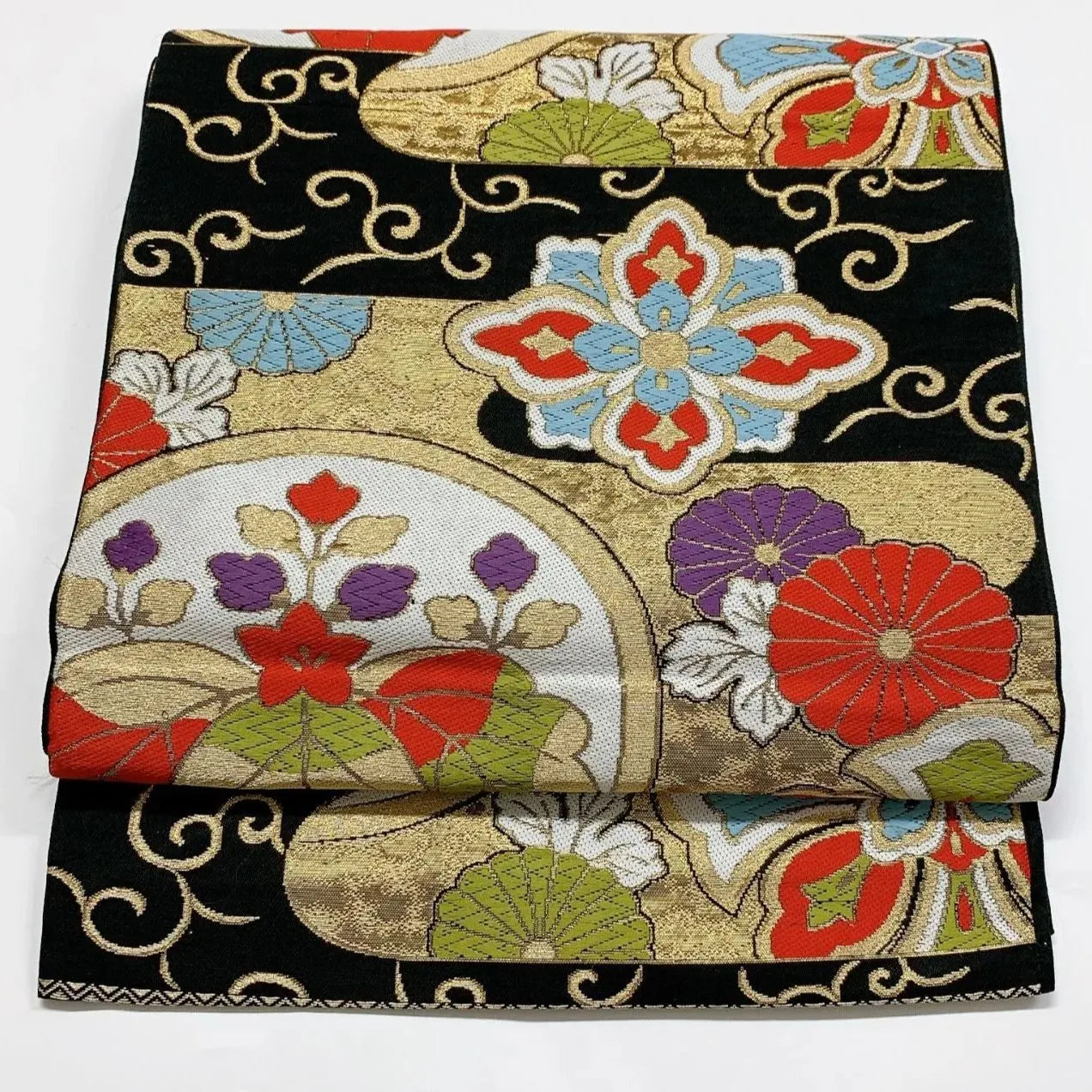 6083# Japanese Vintage Fukuro Obi Belt Kimono Fabric Silk Traditional Untailored