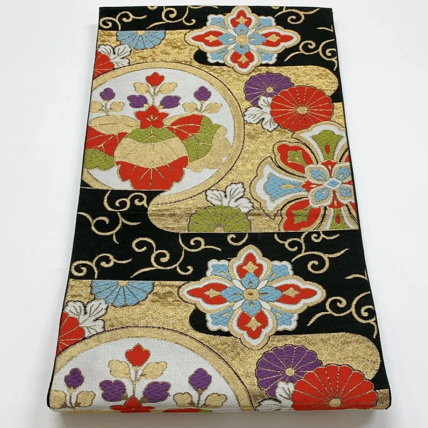 6083# Japanese Vintage Fukuro Obi Belt Kimono Fabric Silk Traditional Untailored