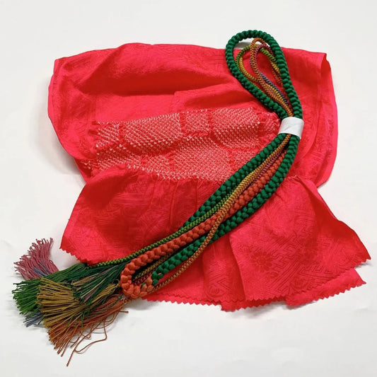6384# Japanese Kimono Accessory Obiage and Obijime 2-piece Set Silk Shibori